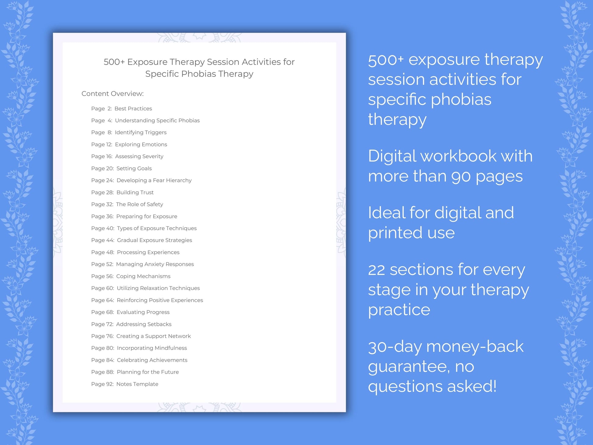 Specific Phobias Exposure Therapy Therapist Worksheets