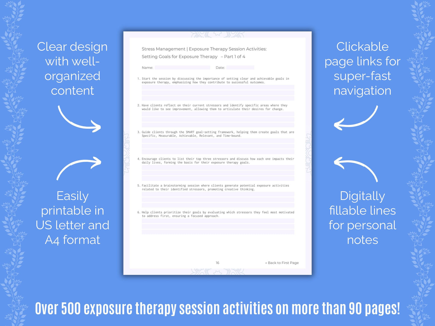 Stress Management Exposure Therapy Counseling Templates