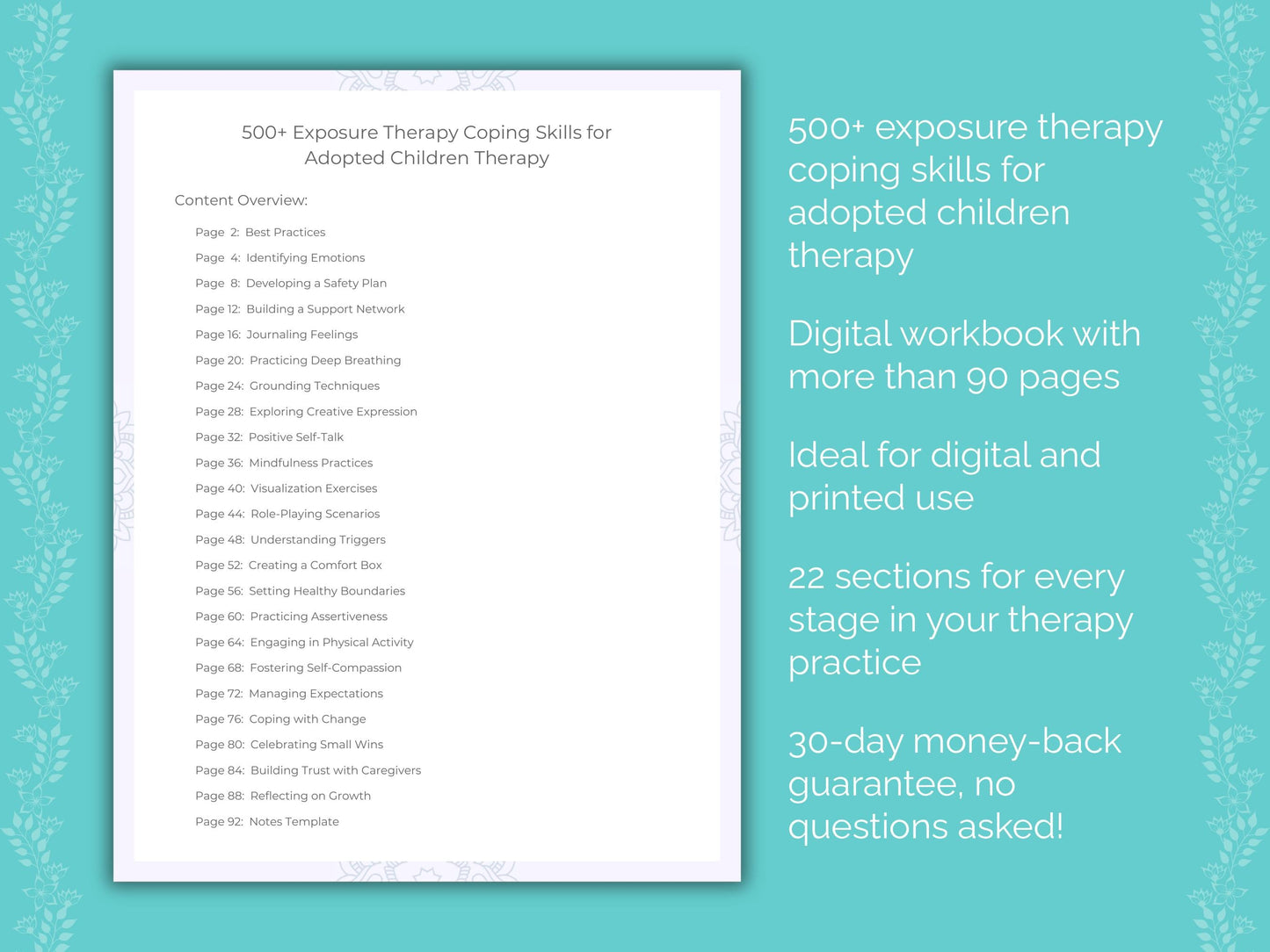 Adopted Children Exposure Therapy Therapist Worksheets