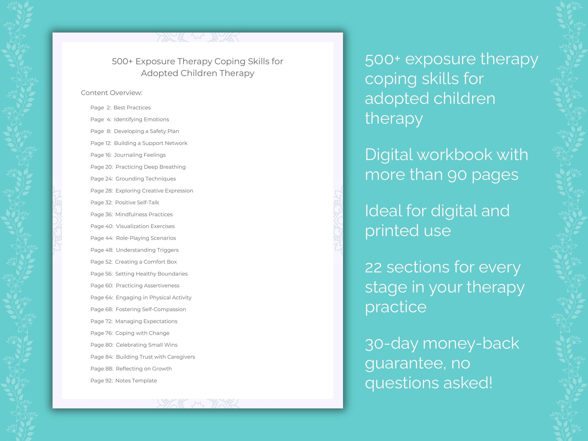 Adopted Children Exposure Therapy Therapist Worksheets