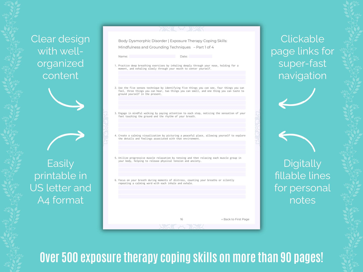 Body Dysmorphic Disorder (BDD) Exposure Therapy Counseling Templates