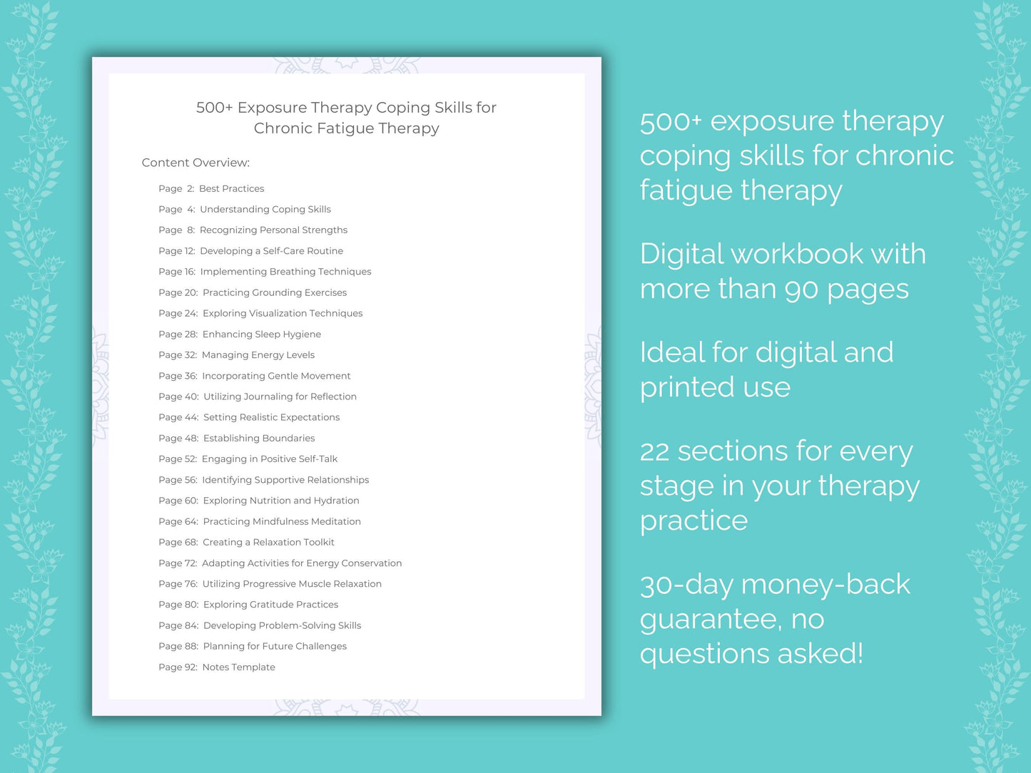 Chronic Fatigue Exposure Therapy Therapist Worksheets