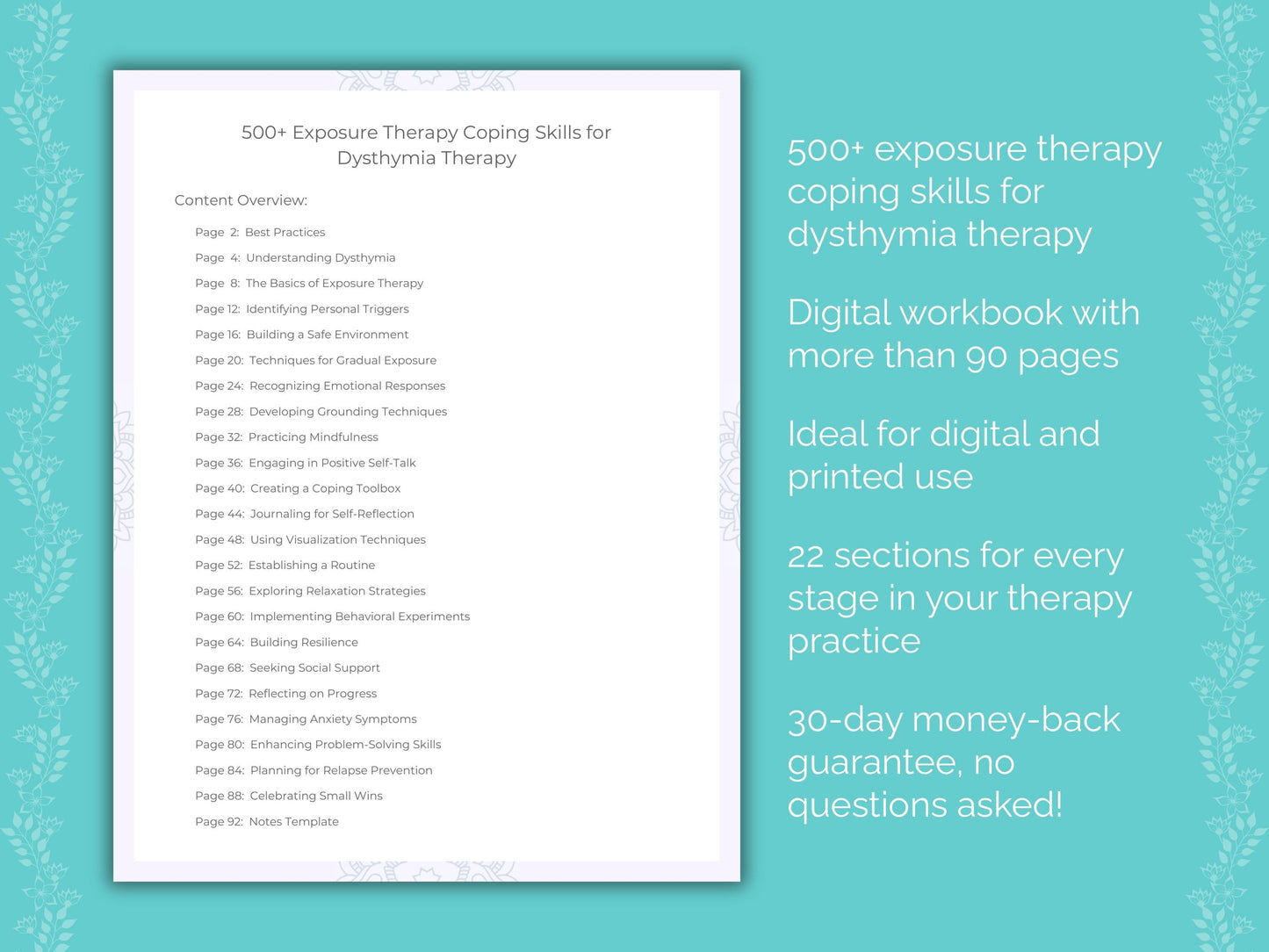 Dysthymia Exposure Therapy Therapist Worksheets