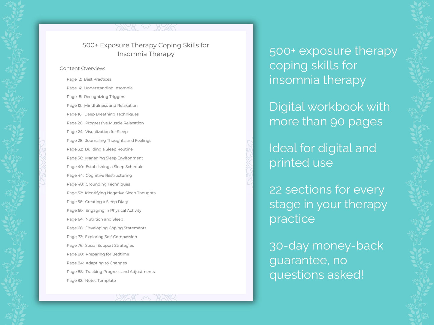 Insomnia Exposure Therapy Therapist Worksheets