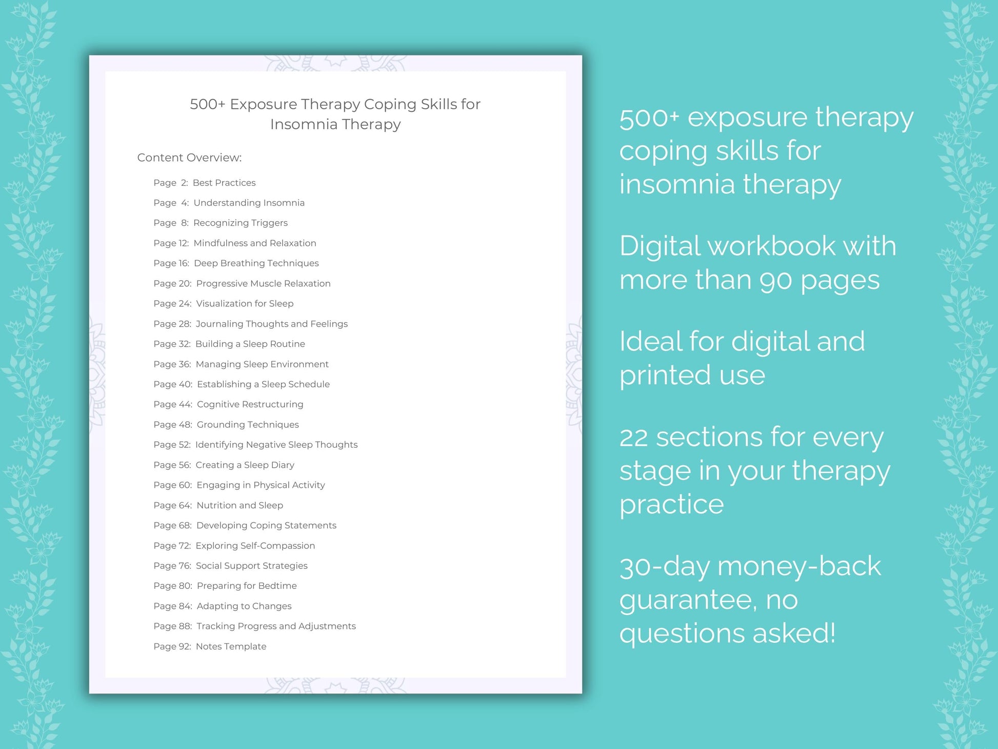 Insomnia Exposure Therapy Therapist Worksheets