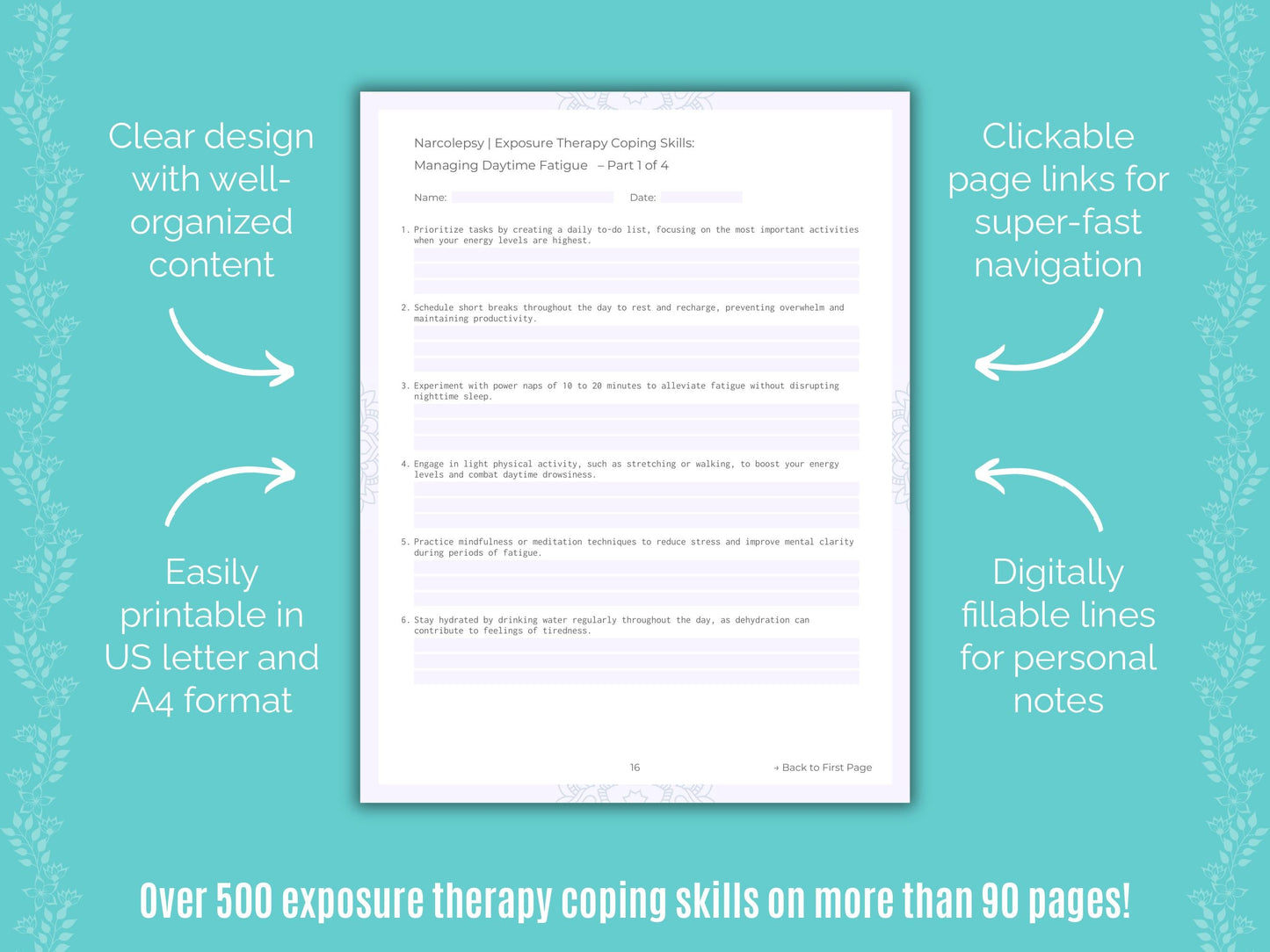 Narcolepsy Exposure Therapy Counseling Templates