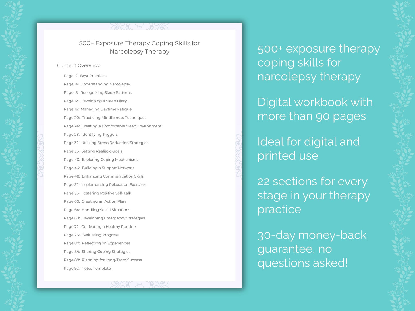 Narcolepsy Exposure Therapy Therapist Worksheets