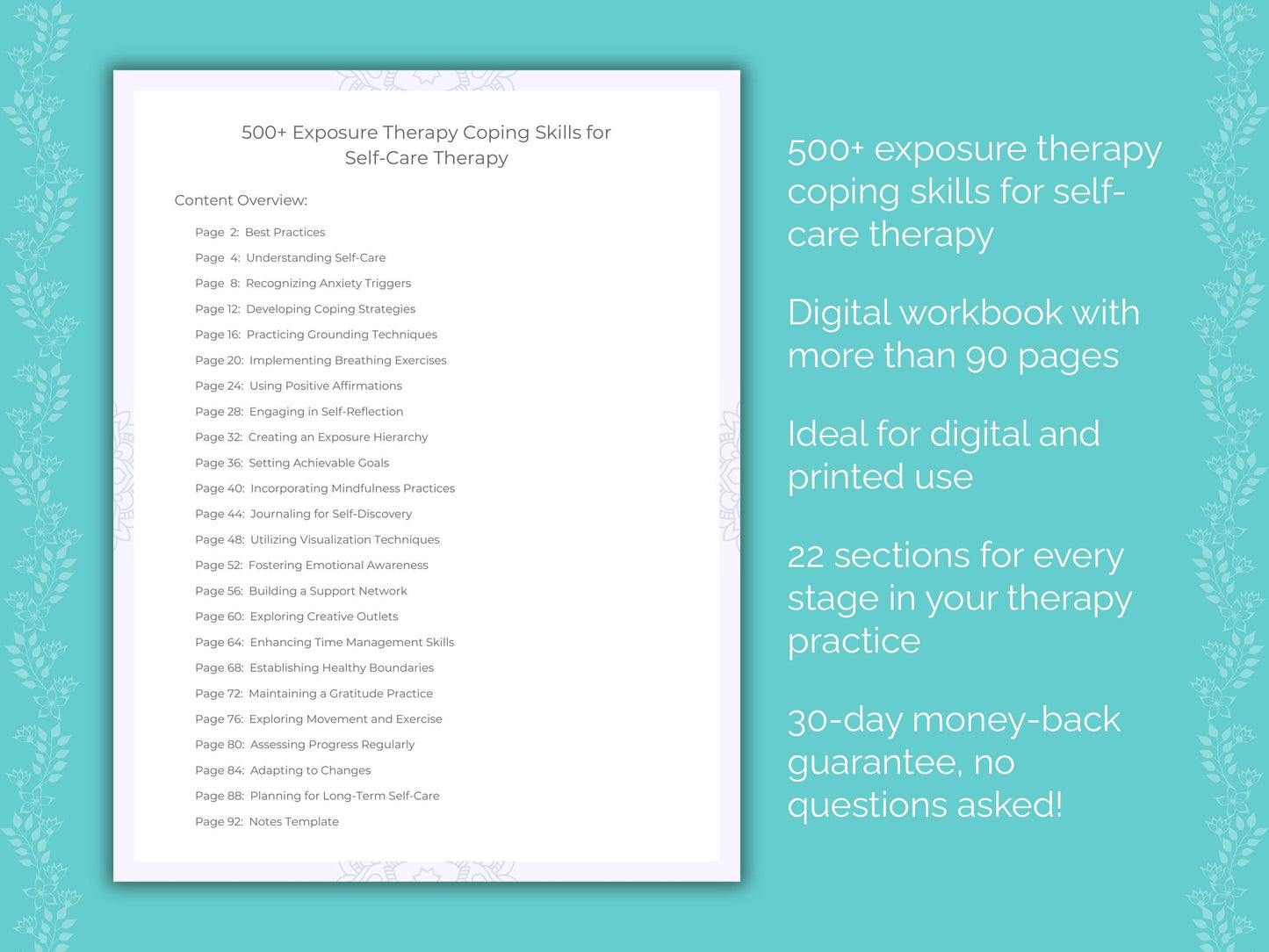 Self-Care Exposure Therapy Therapist Worksheets