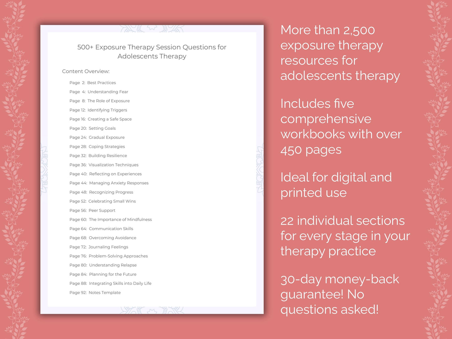 Adolescents Exposure Therapy Therapist Worksheets