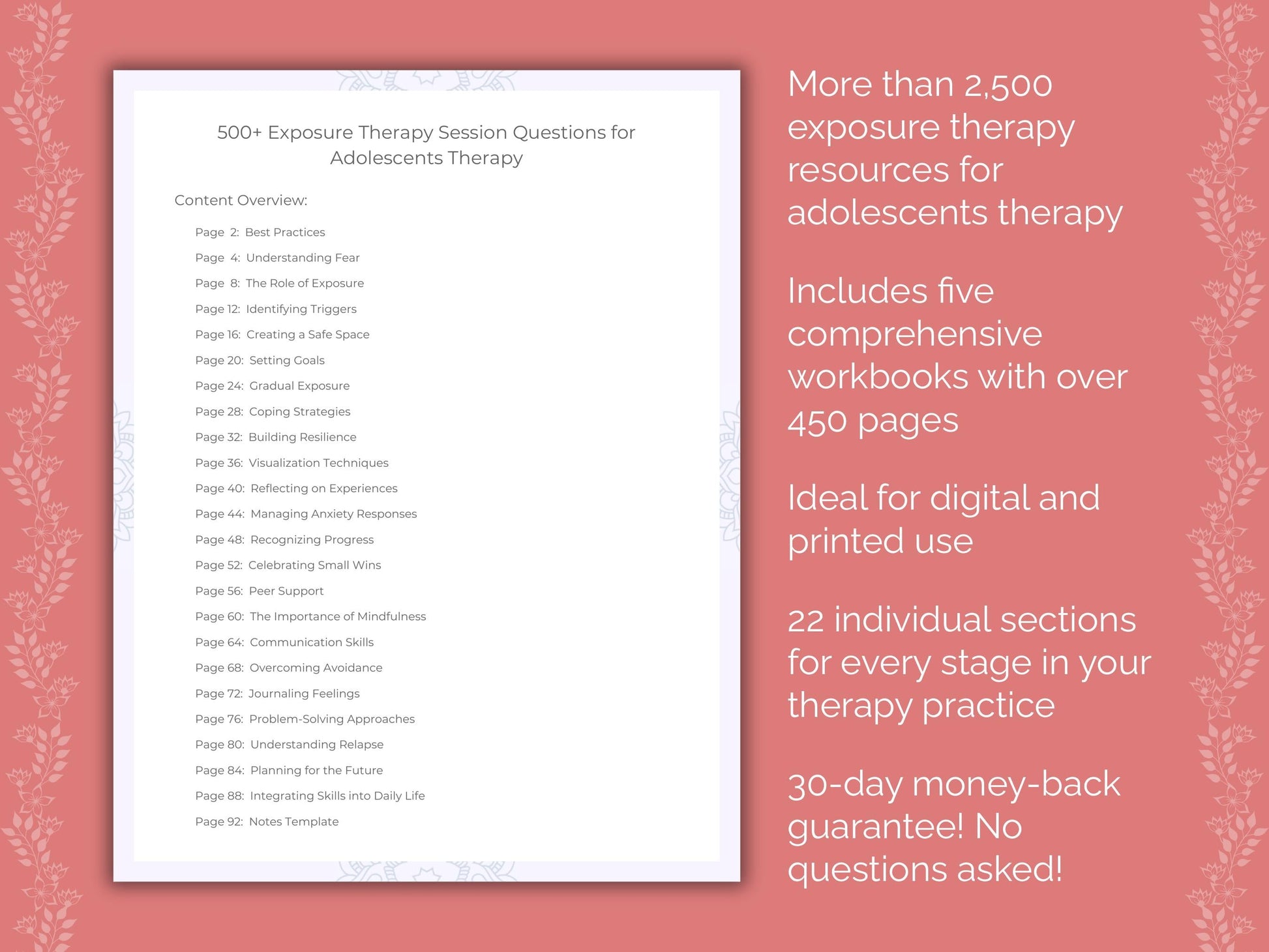 Adolescents Exposure Therapy Therapist Worksheets