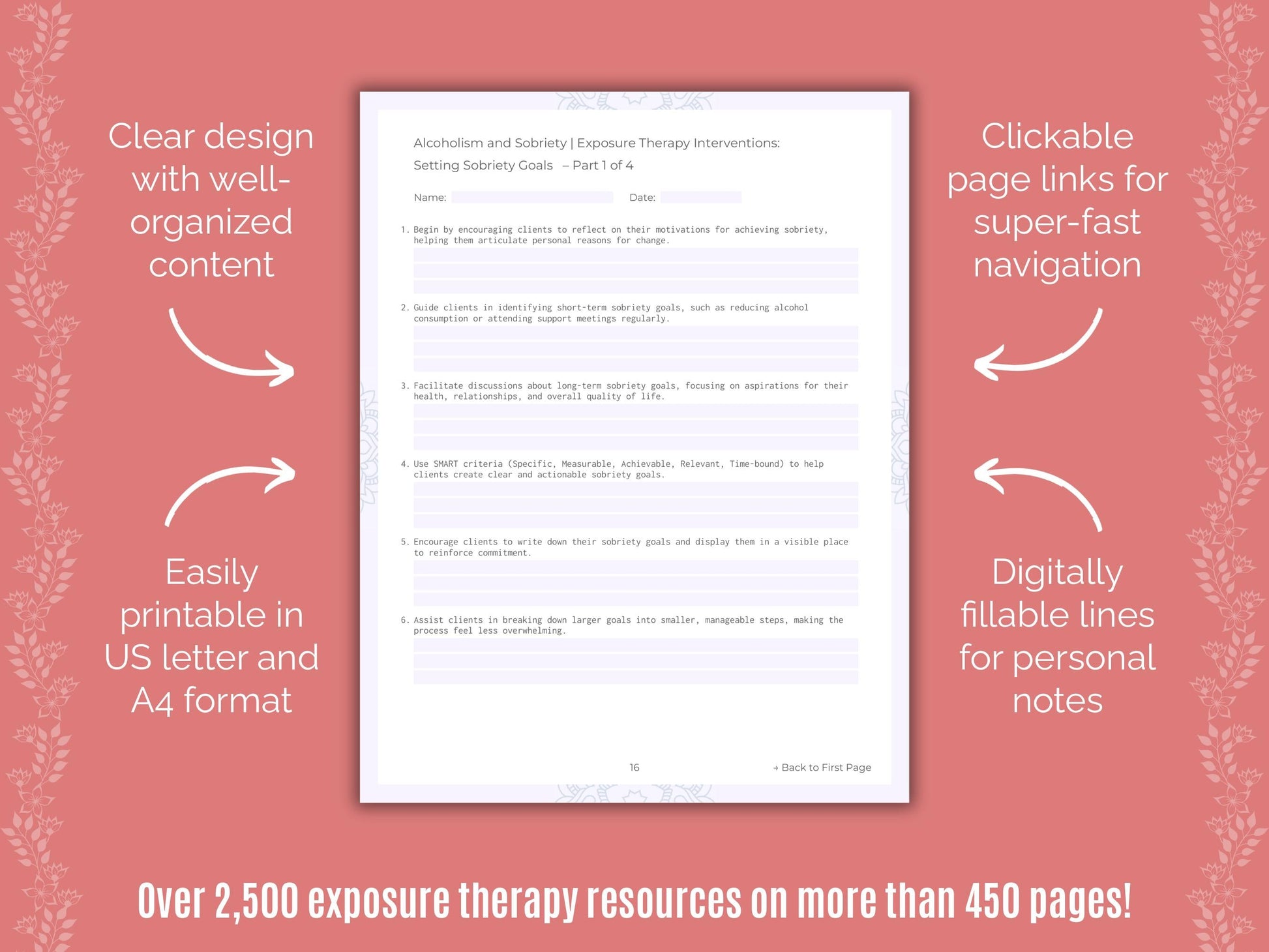 Alcoholism and Sobriety Exposure Therapy Counseling Templates