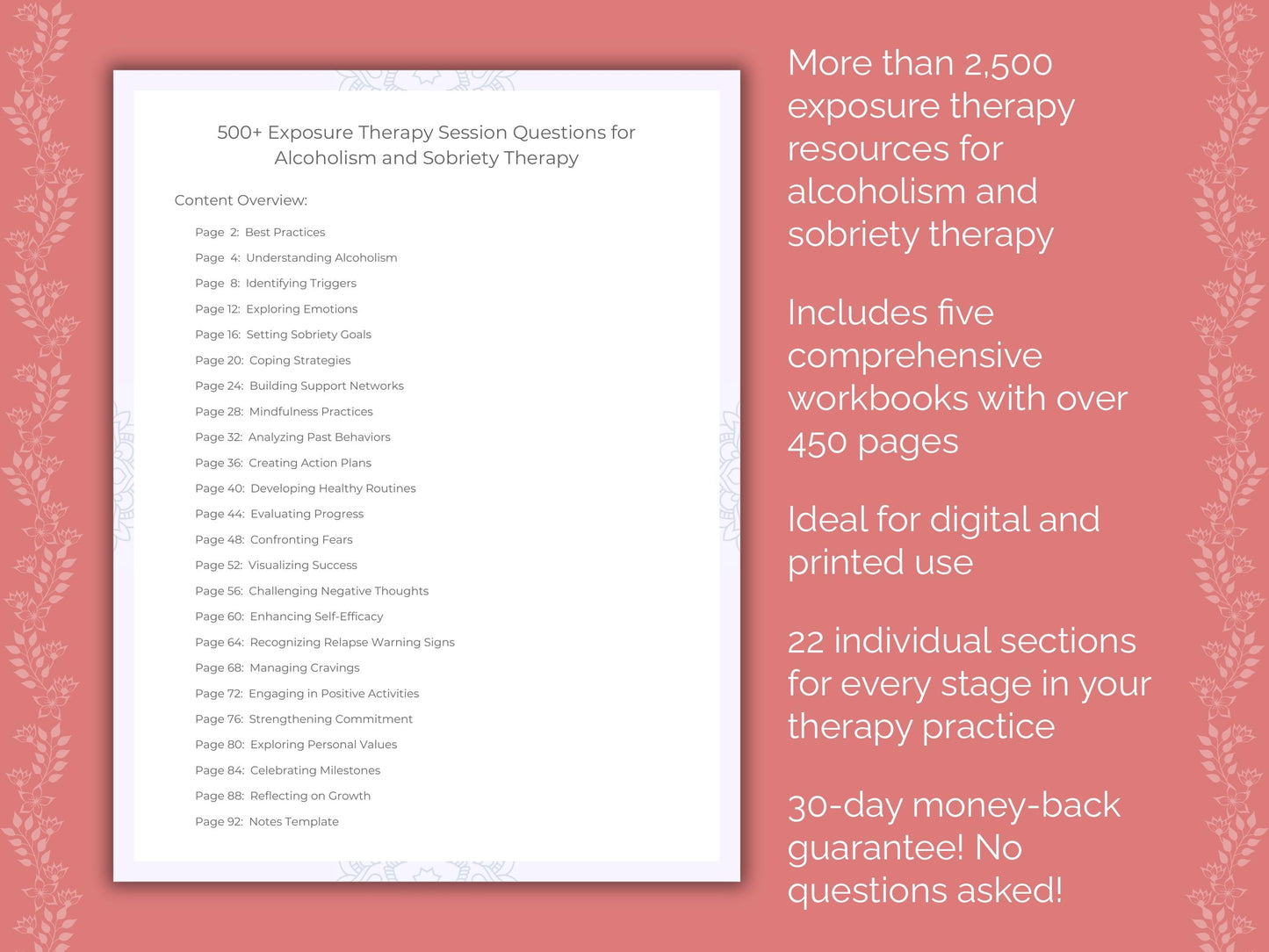 Alcoholism and Sobriety Exposure Therapy Therapist Worksheets