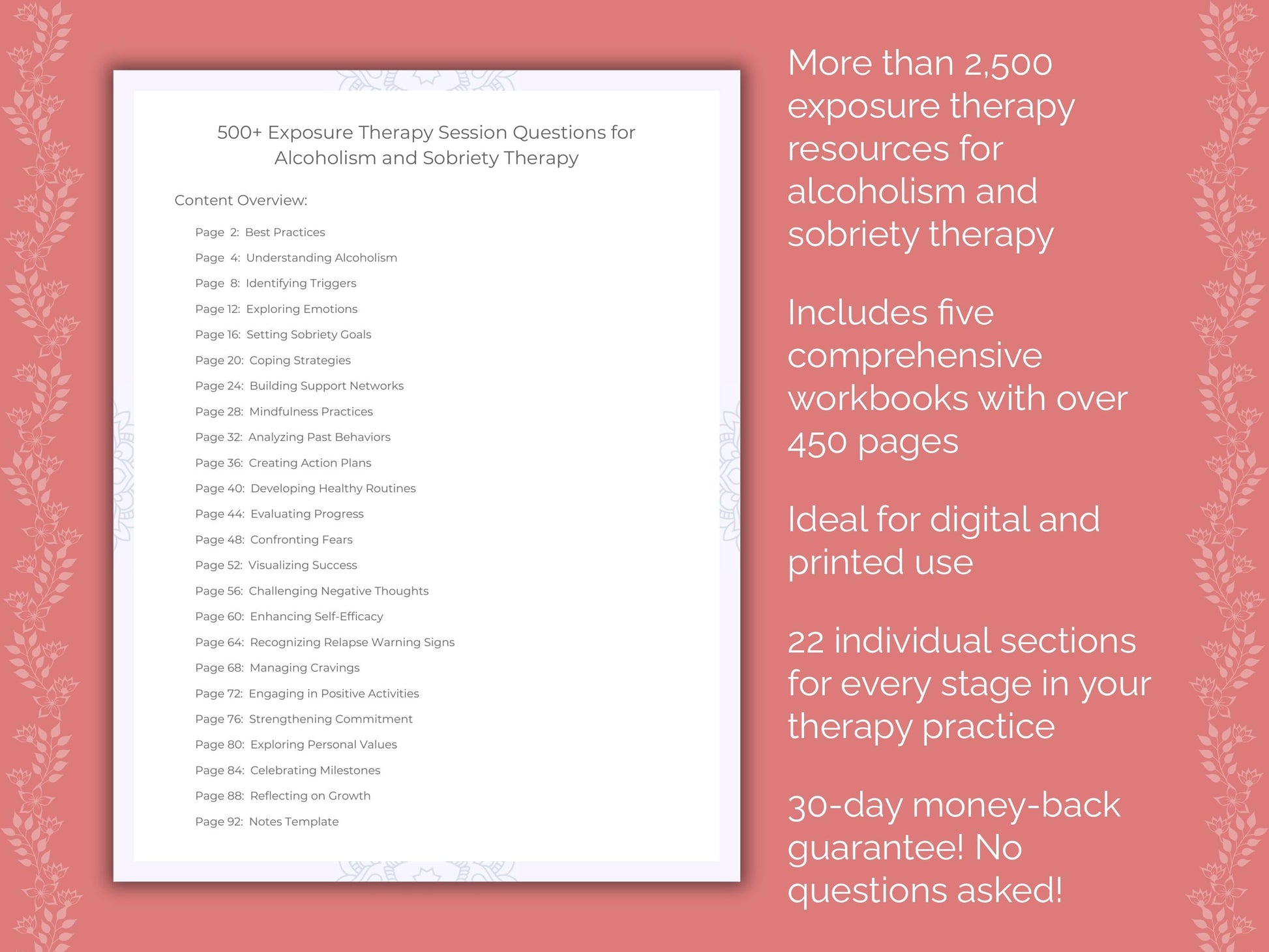 Alcoholism and Sobriety Exposure Therapy Therapist Worksheets