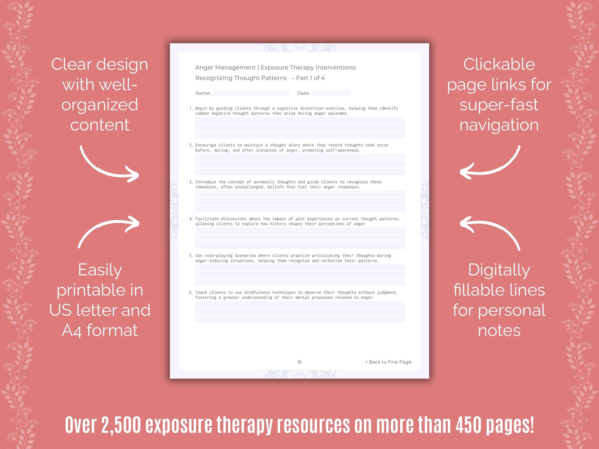 Anger Management Exposure Therapy Counseling Templates