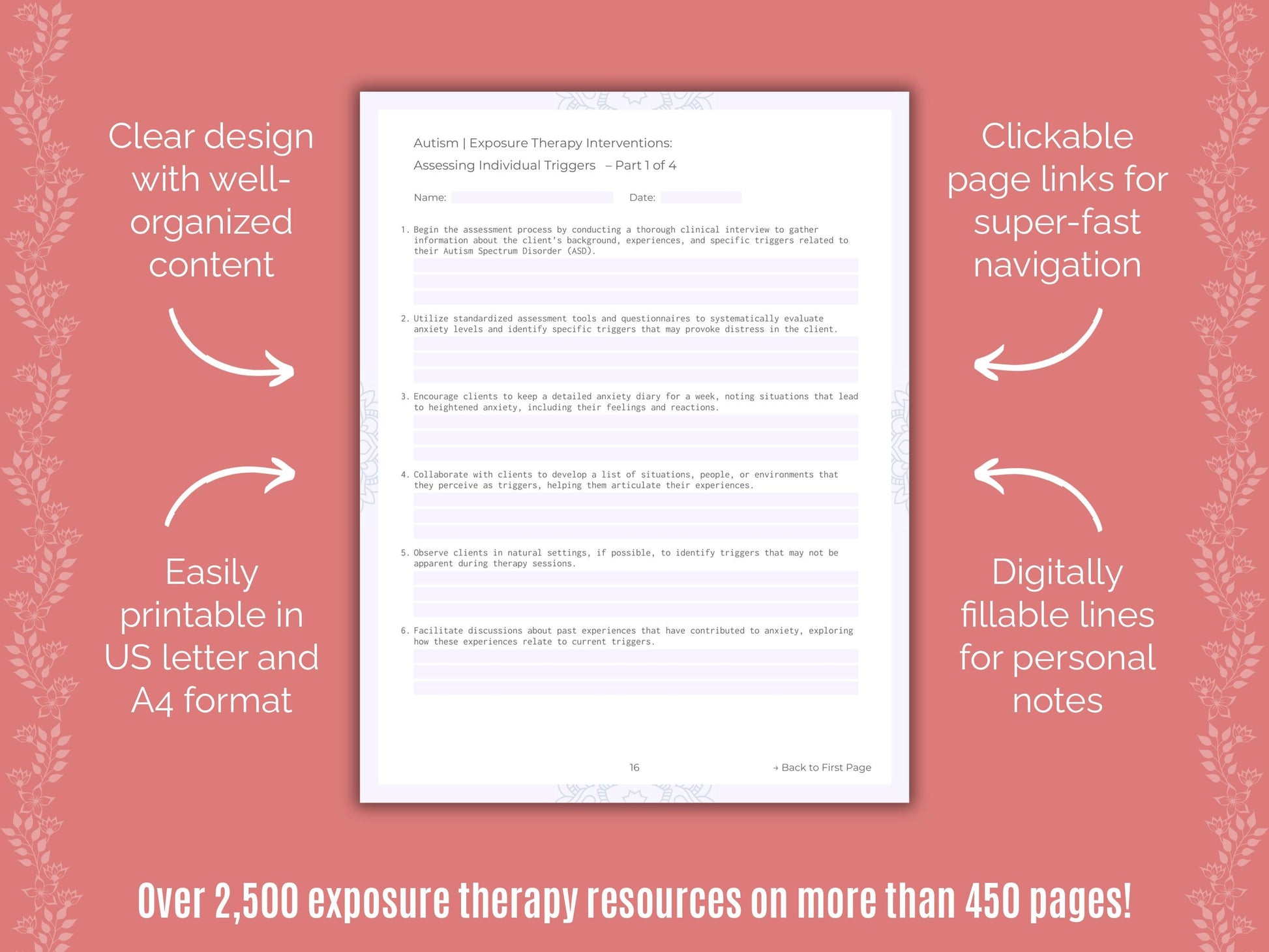 Autism Spectrum Disorder Exposure Therapy Counseling Templates