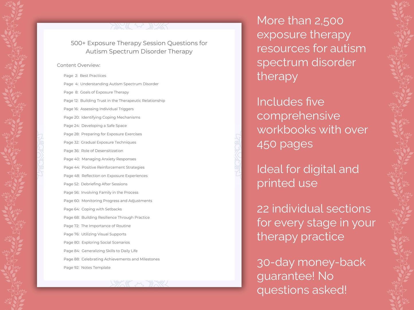 Autism Spectrum Disorder Exposure Therapy Therapist Worksheets