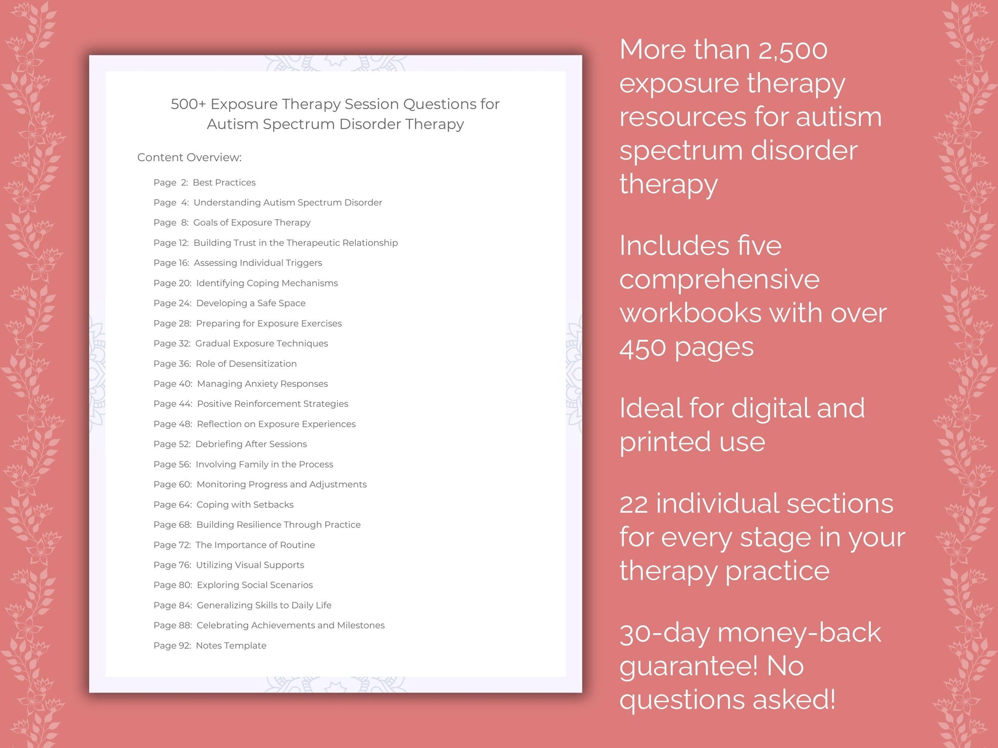 Autism Spectrum Disorder Exposure Therapy Therapist Worksheets
