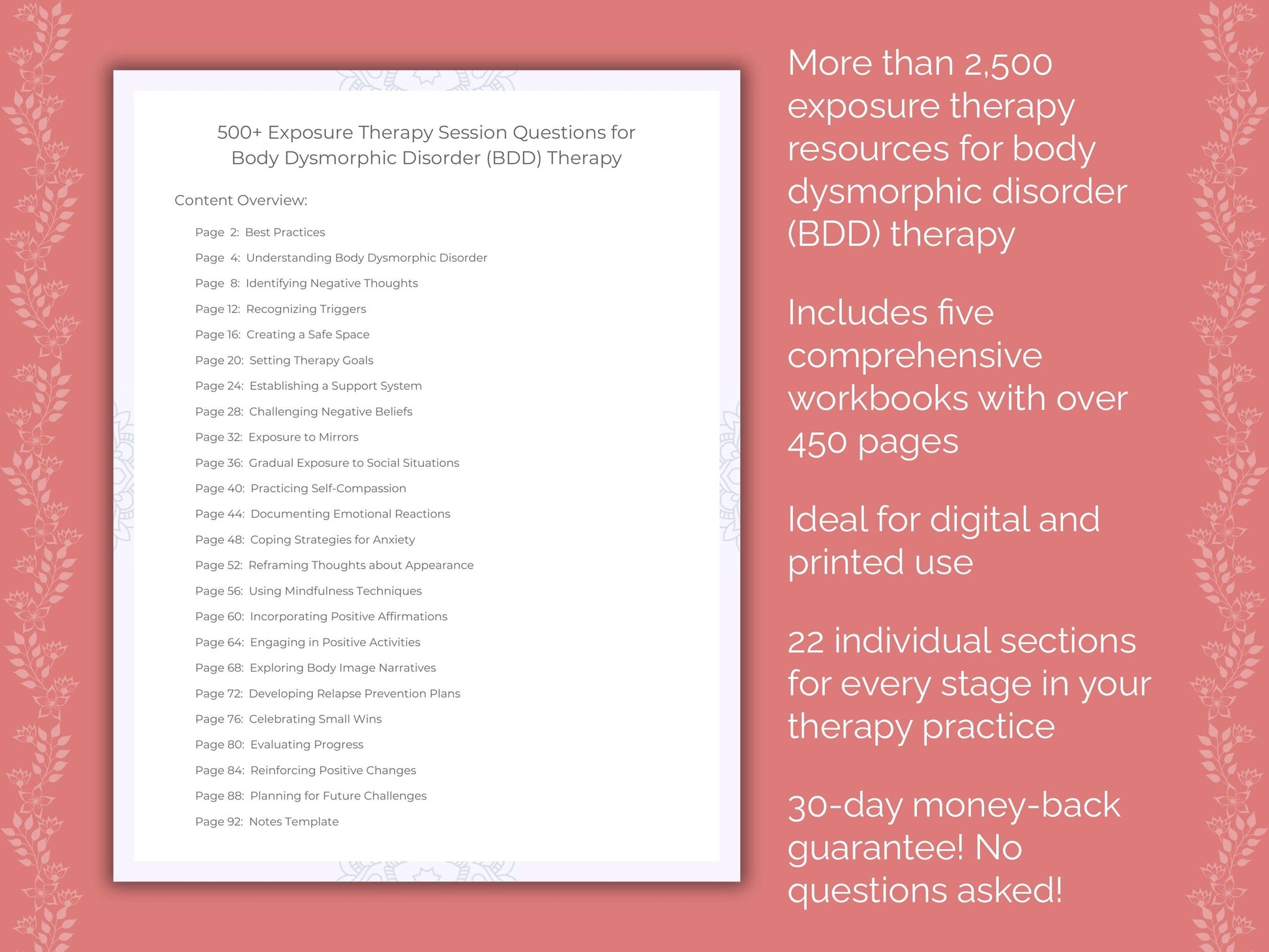 Body Dysmorphic Disorder (BDD) Exposure Therapy Therapist Worksheets