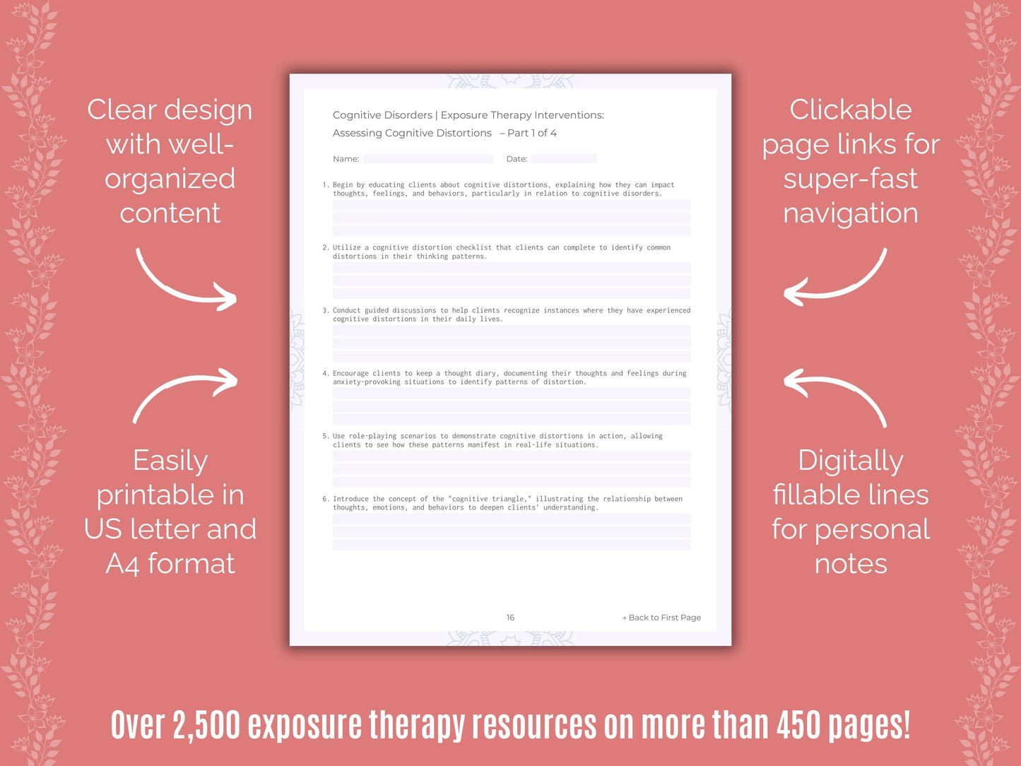 Cognitive Disorders Exposure Therapy Counseling Templates