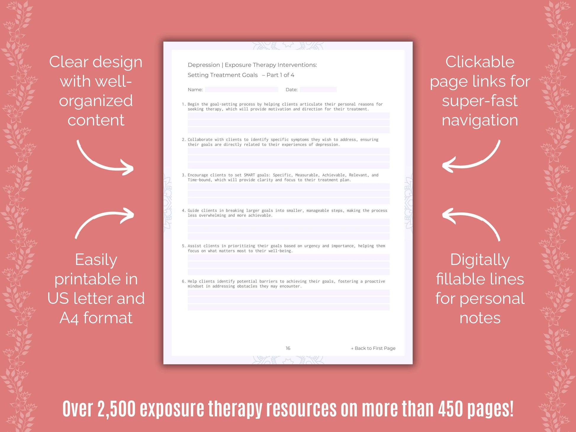 Depression Exposure Therapy Counseling Templates