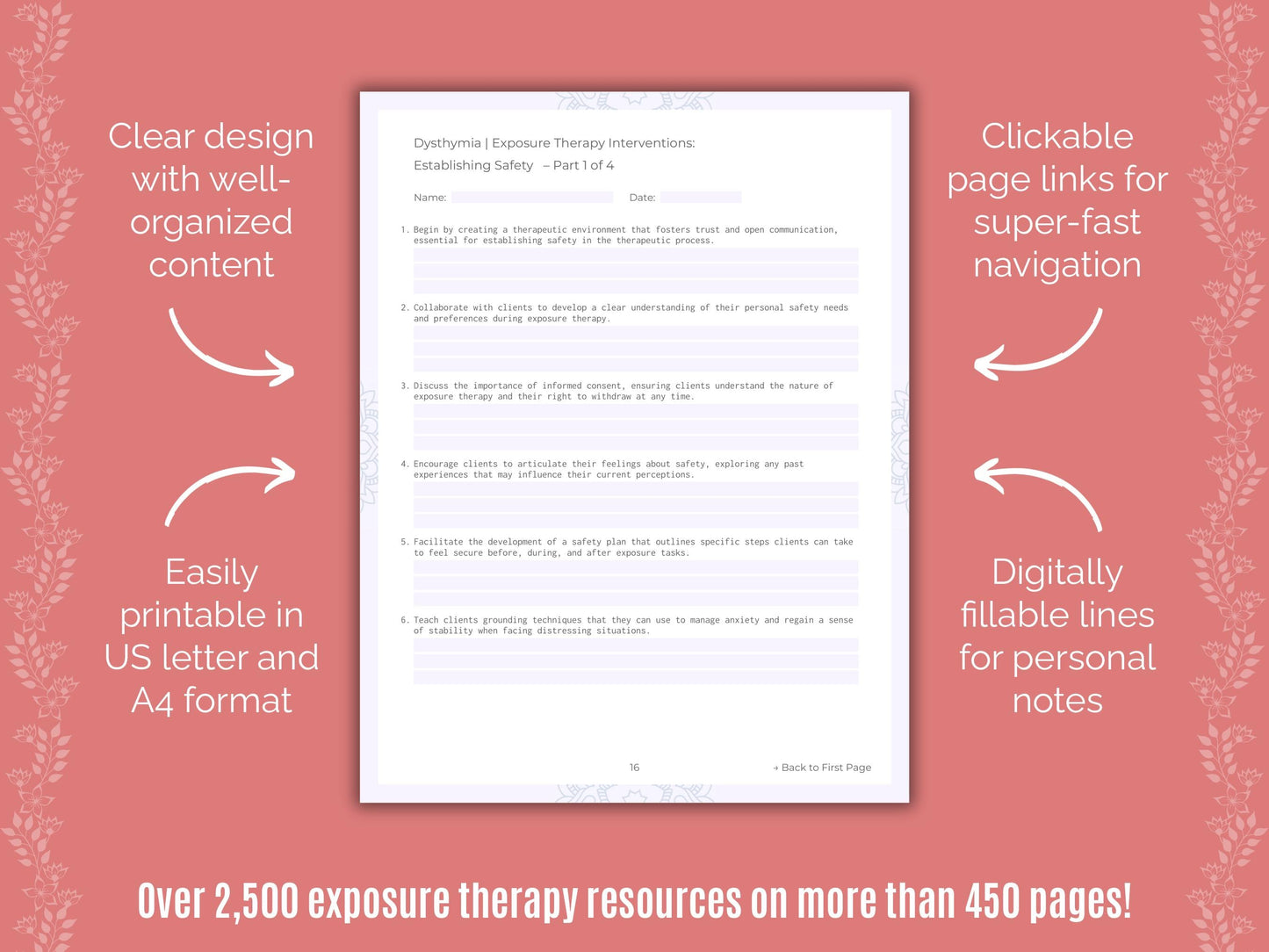 Dysthymia Exposure Therapy Counseling Templates
