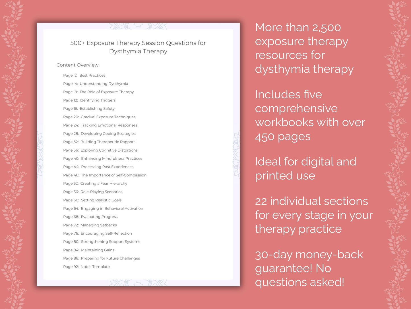 Dysthymia Exposure Therapy Therapist Worksheets