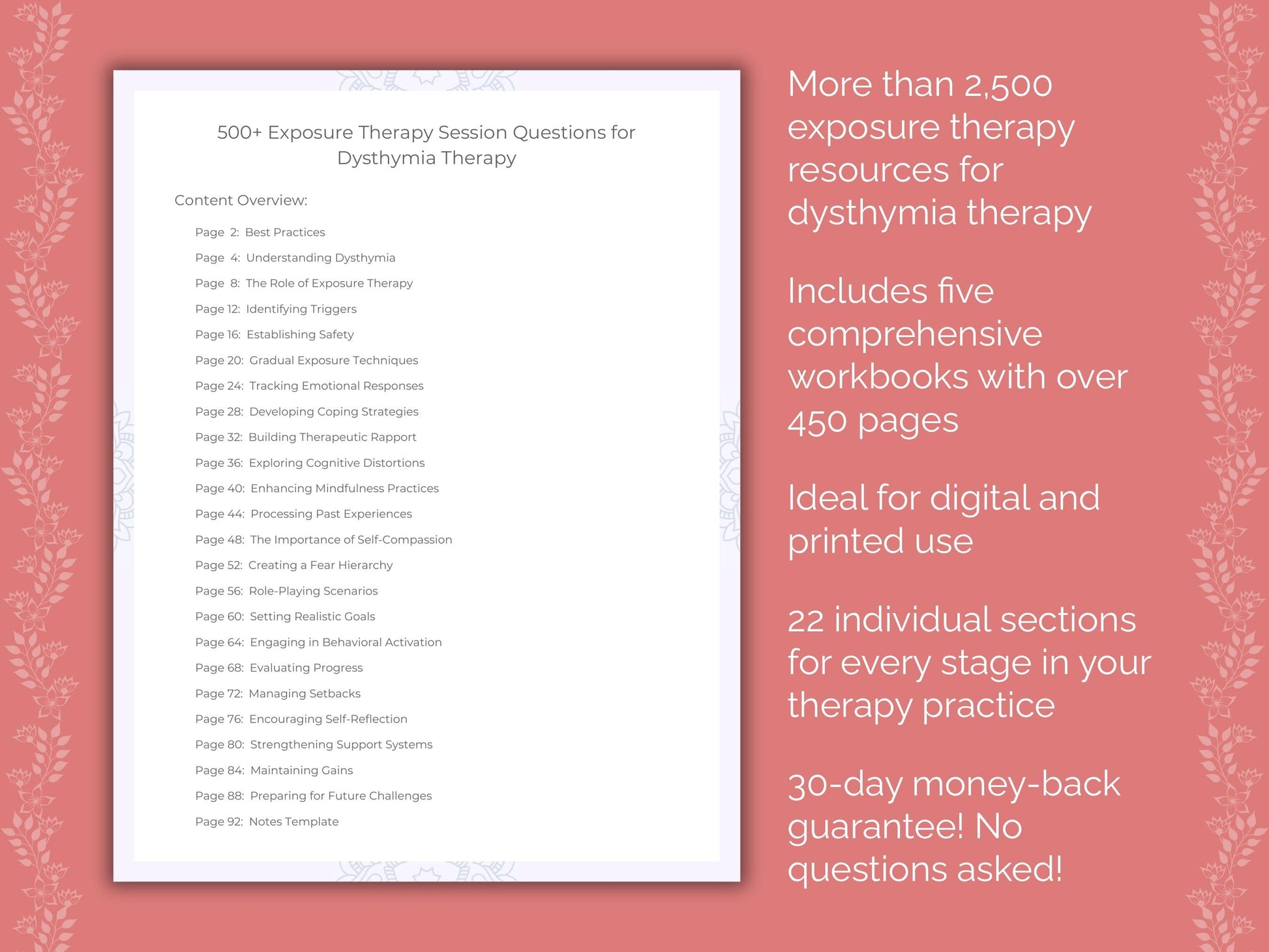 Dysthymia Exposure Therapy Therapist Worksheets