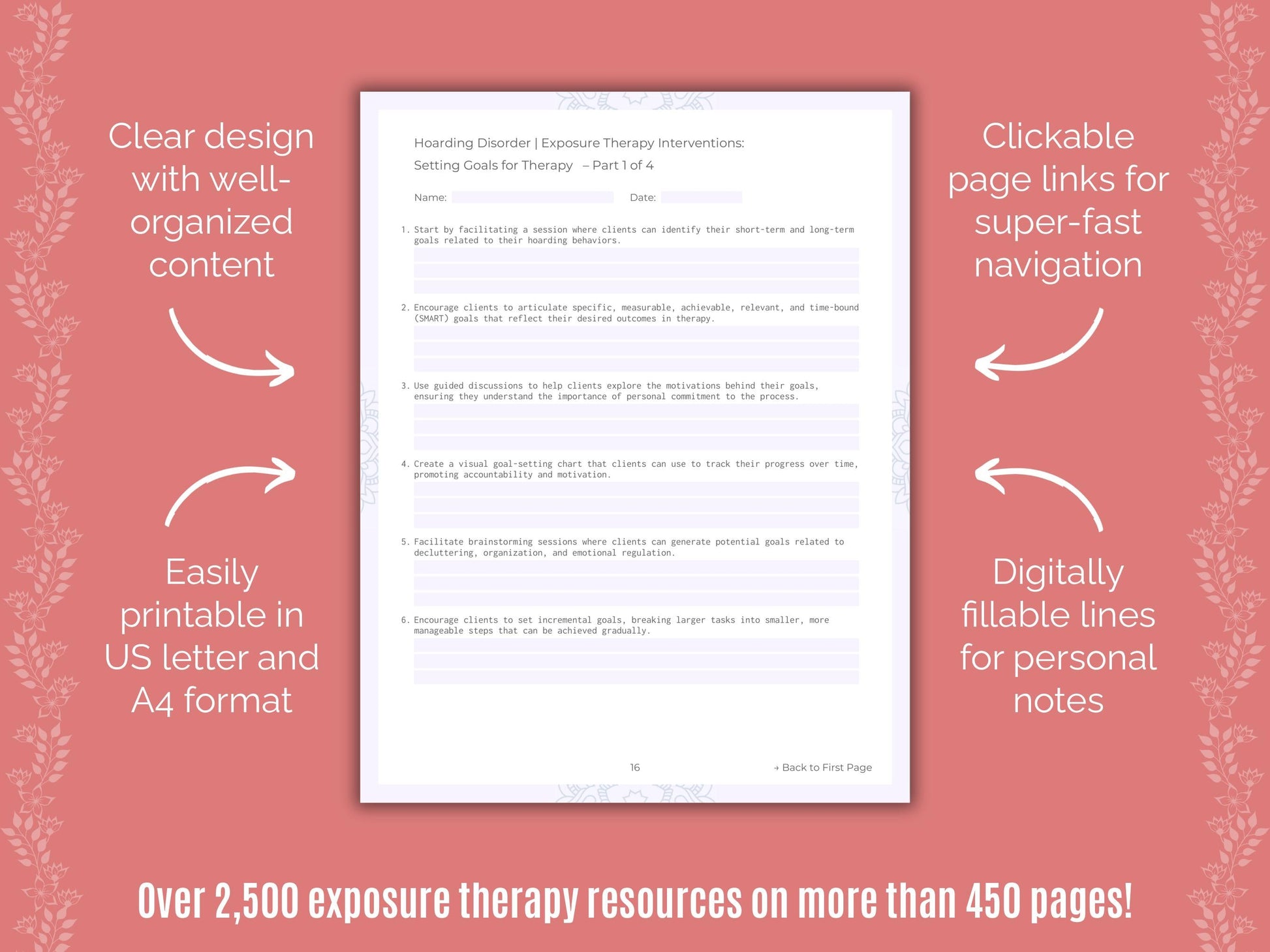 Hoarding Disorder Exposure Therapy Counseling Templates