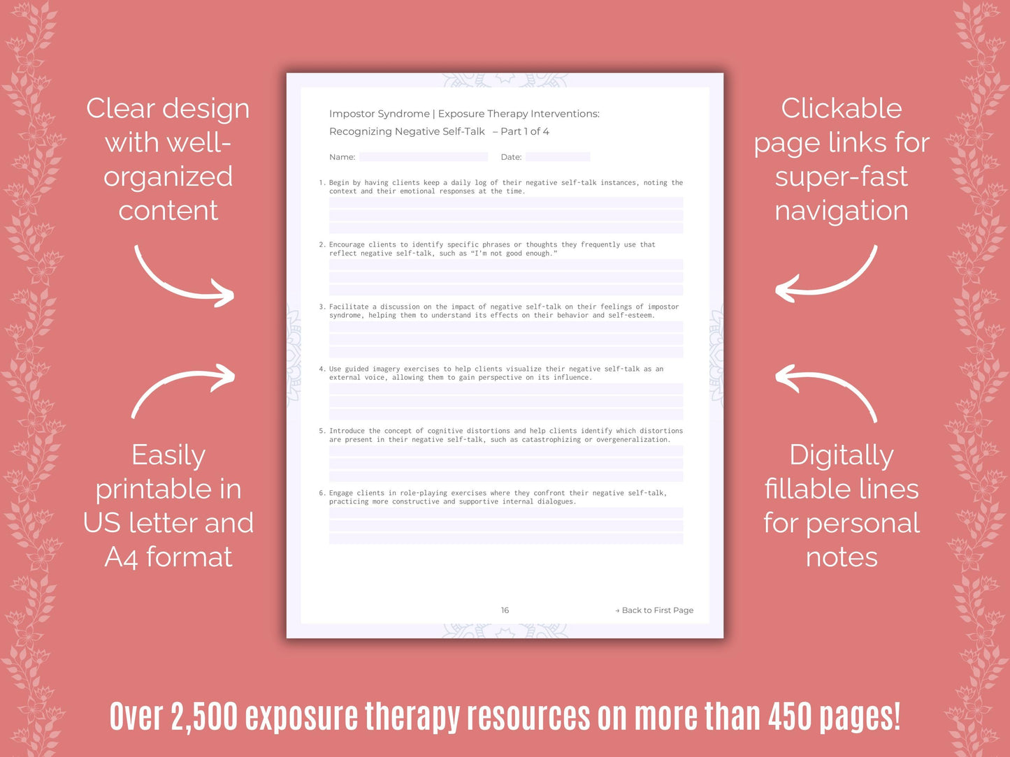 Impostor Syndrome Exposure Therapy Counseling Templates