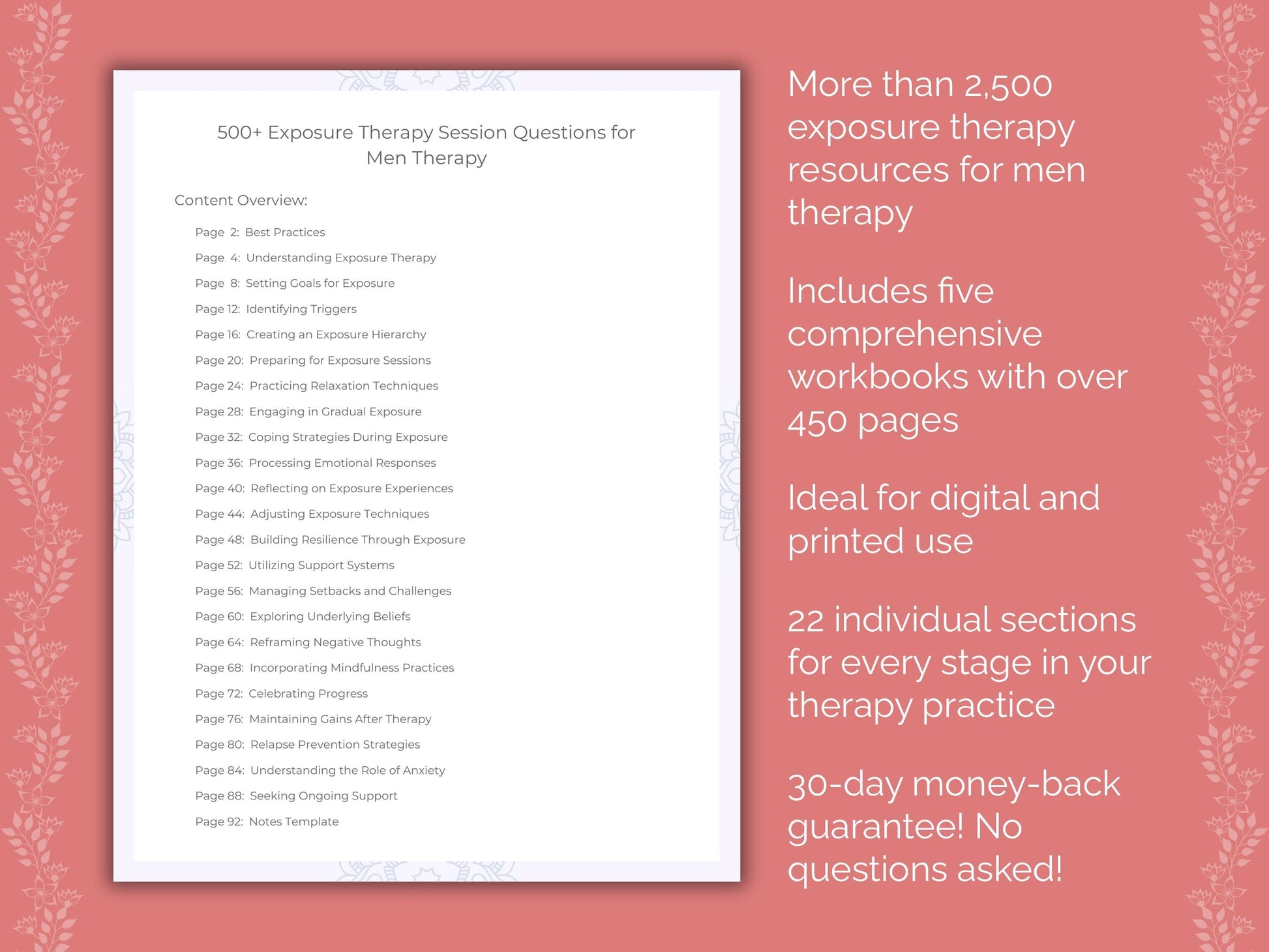 Men Exposure Therapy Therapist Worksheets