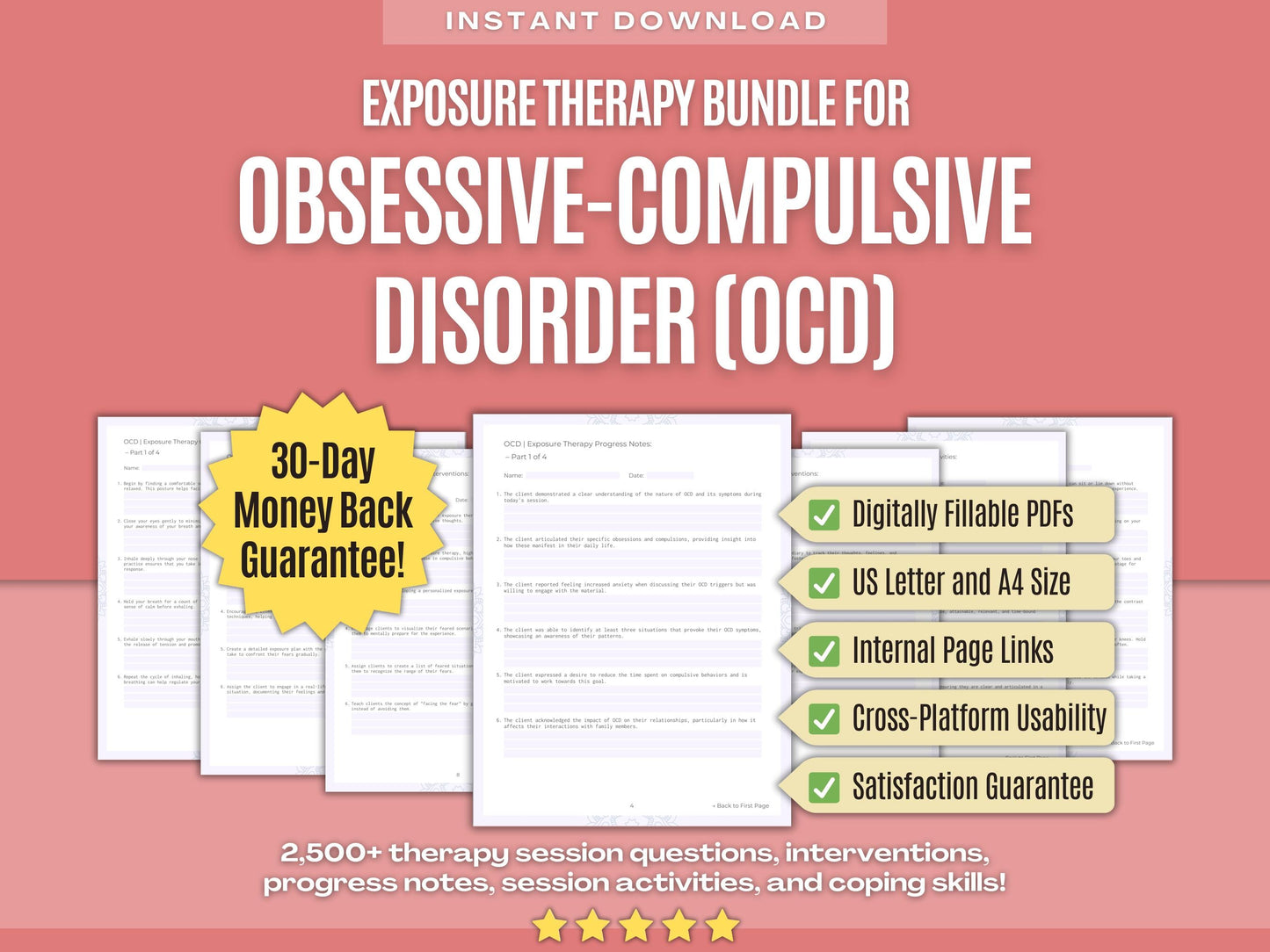 Obsessive-Compulsive Disorder (OCD) Exposure Therapy Psychology Workbooks