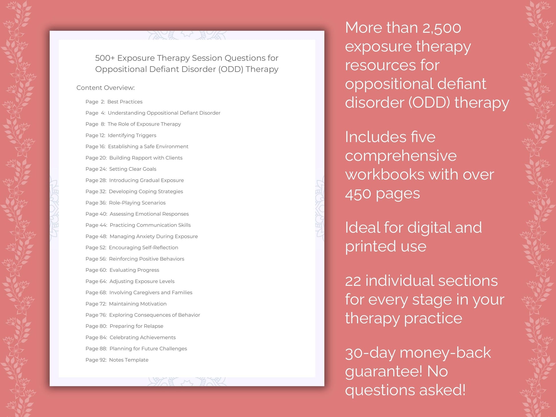 Oppositional Defiant Disorder (ODD) Exposure Therapy Therapist Worksheets