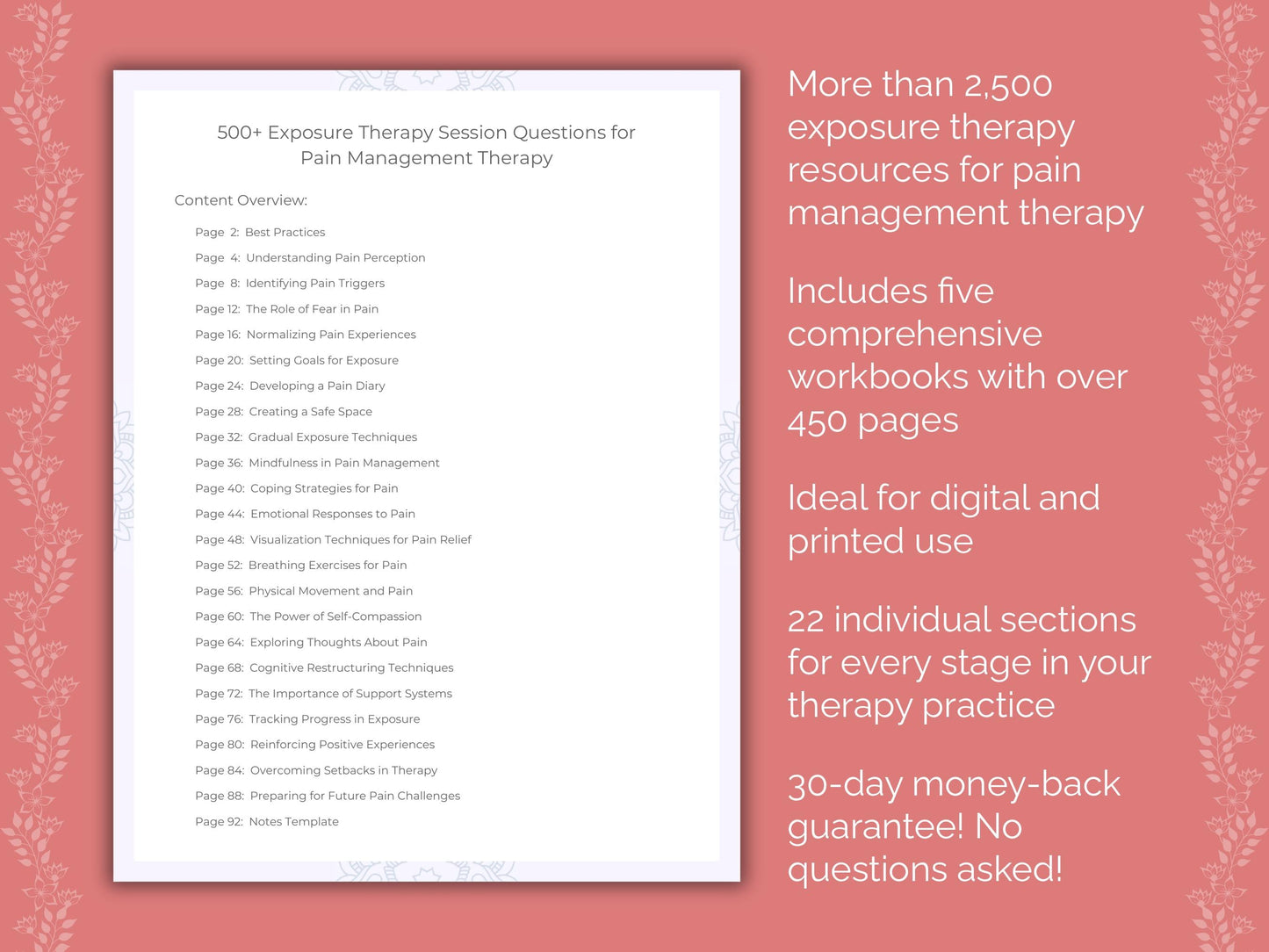 Pain Management Exposure Therapy Therapist Worksheets