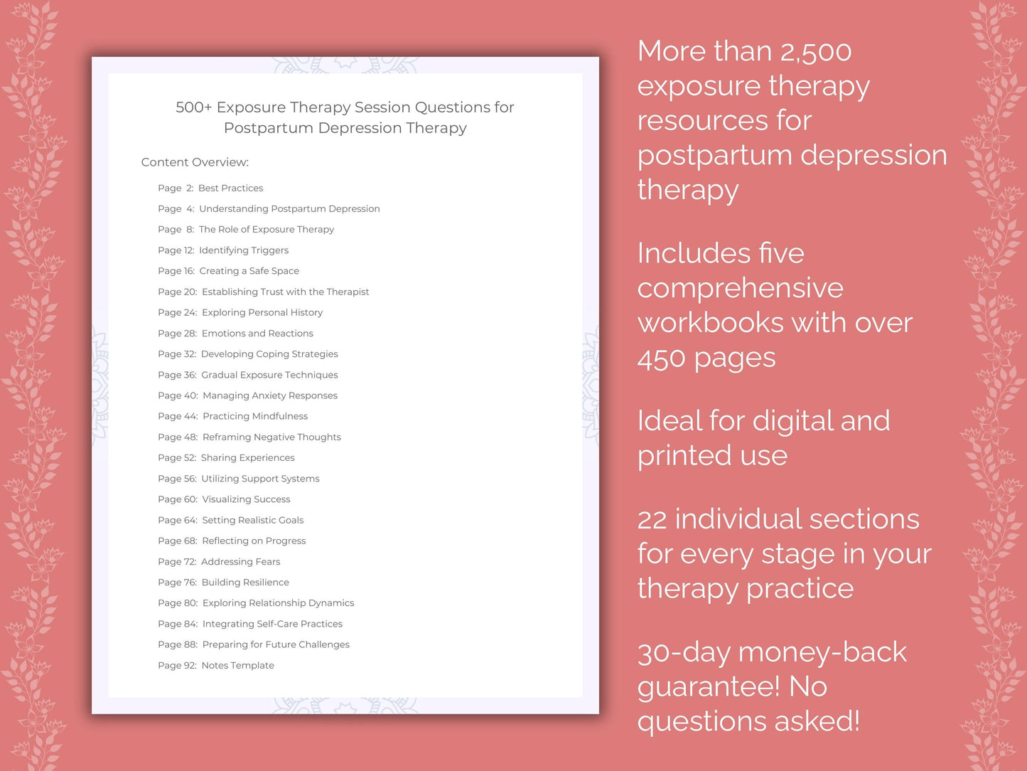 Postpartum Depression Exposure Therapy Therapist Worksheets