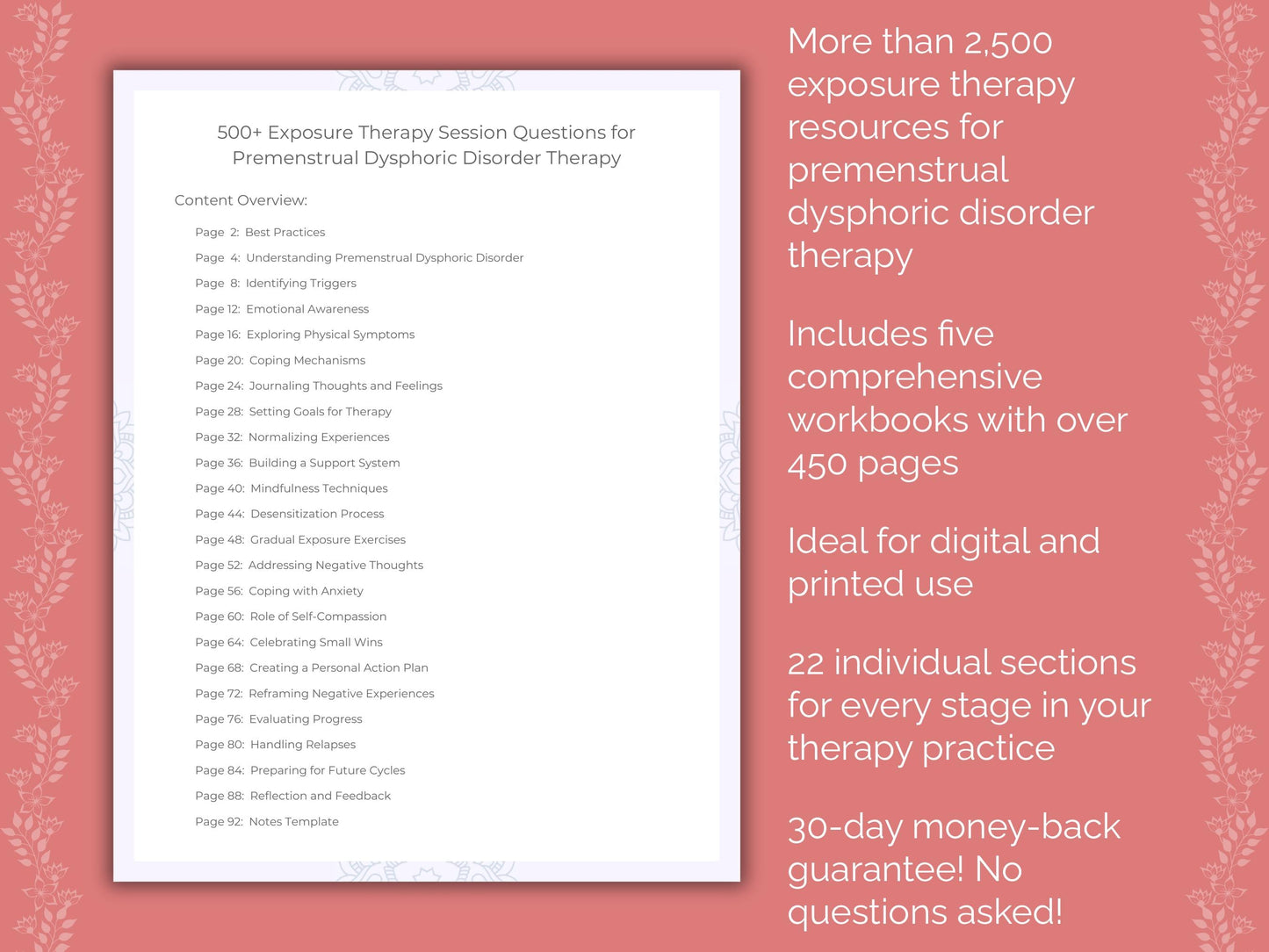 Premenstrual Dysphoric Disorder Exposure Therapy Therapist Worksheets