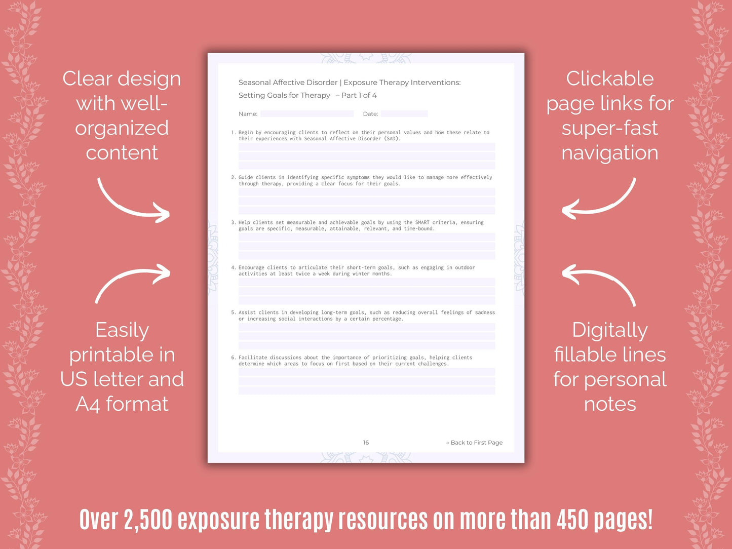 Seasonal Affective Disorder Exposure Therapy Counseling Templates