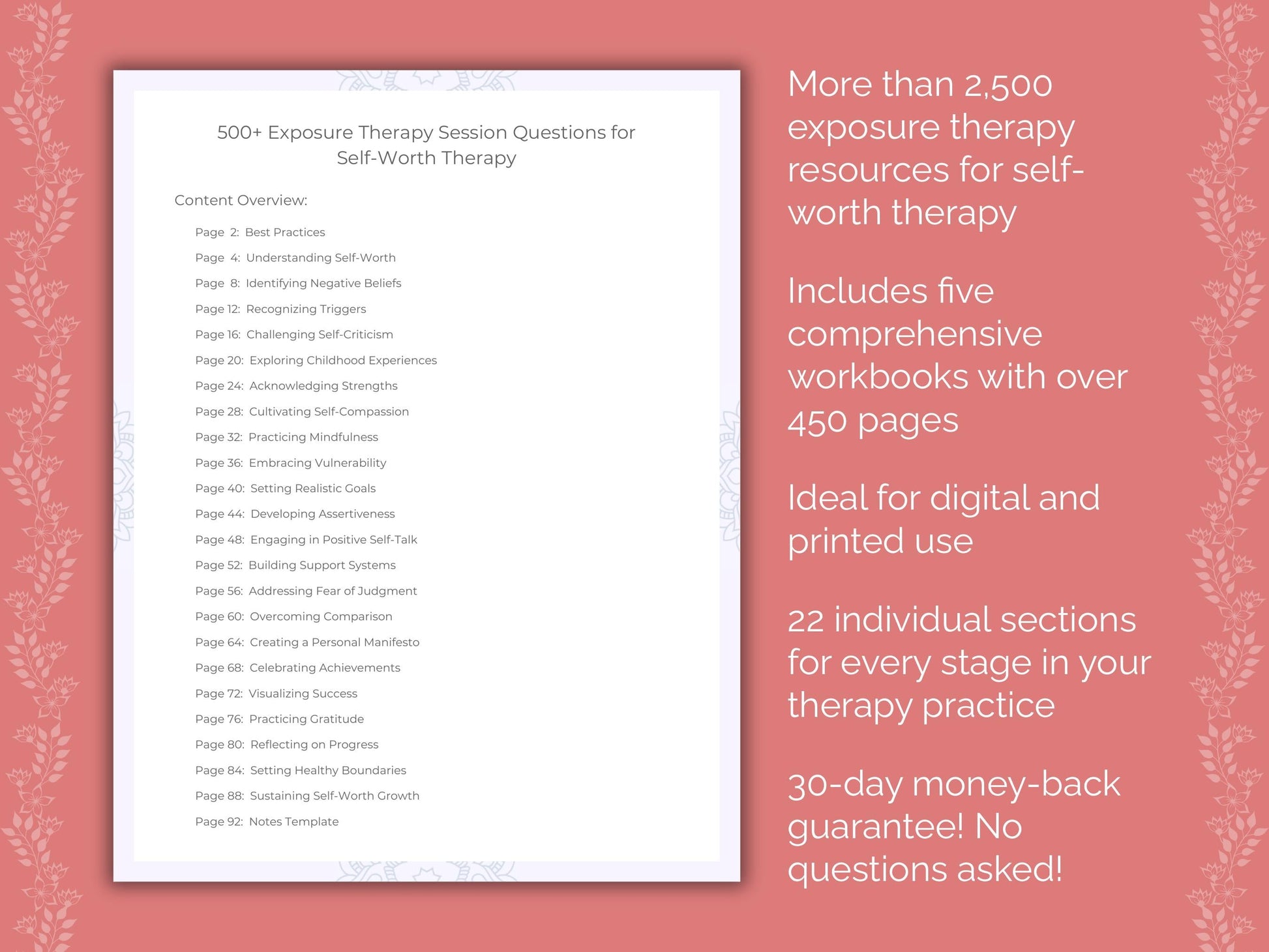 Self-Worth Exposure Therapy Therapist Worksheets