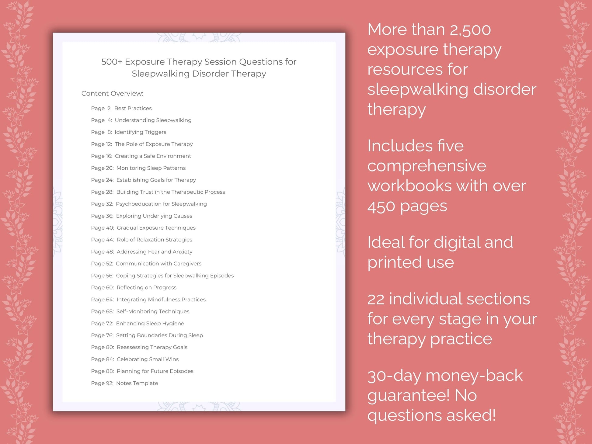 Sleepwalking Disorder Exposure Therapy Therapist Worksheets