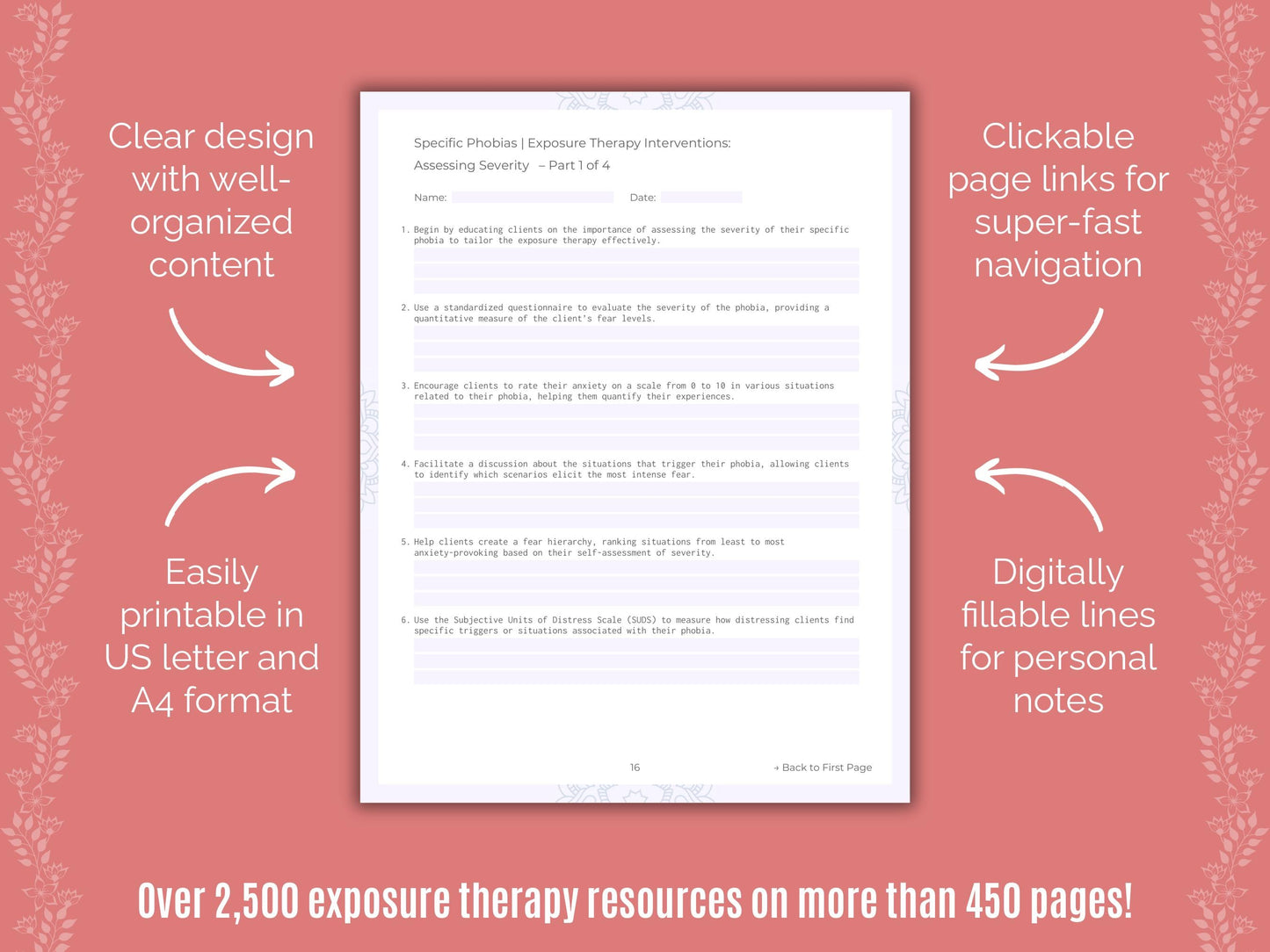 Specific Phobias Exposure Therapy Counseling Templates