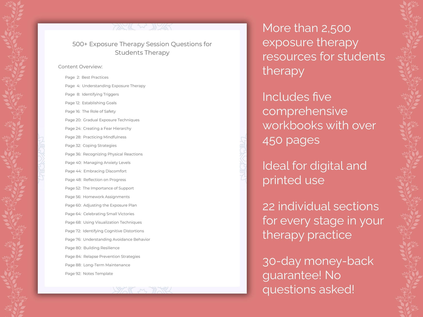 Students Exposure Therapy Therapist Worksheets