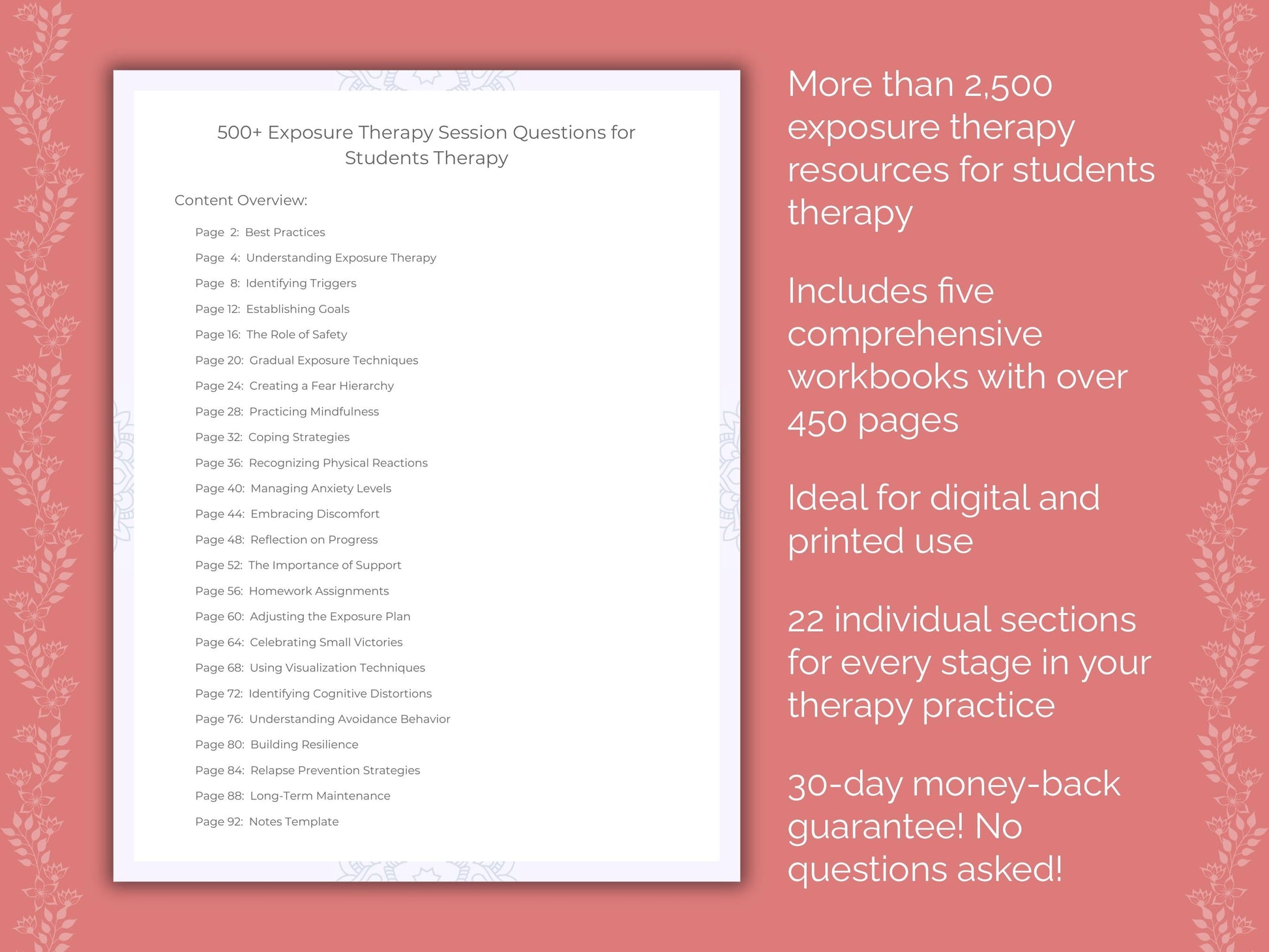 Students Exposure Therapy Therapist Worksheets