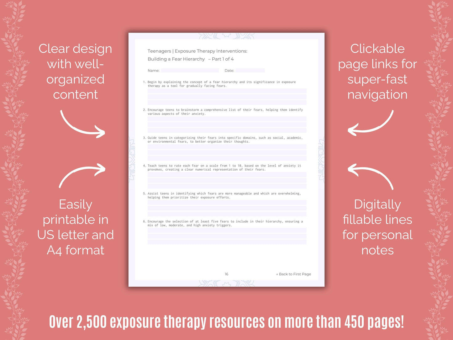 Teenagers Exposure Therapy Counseling Templates