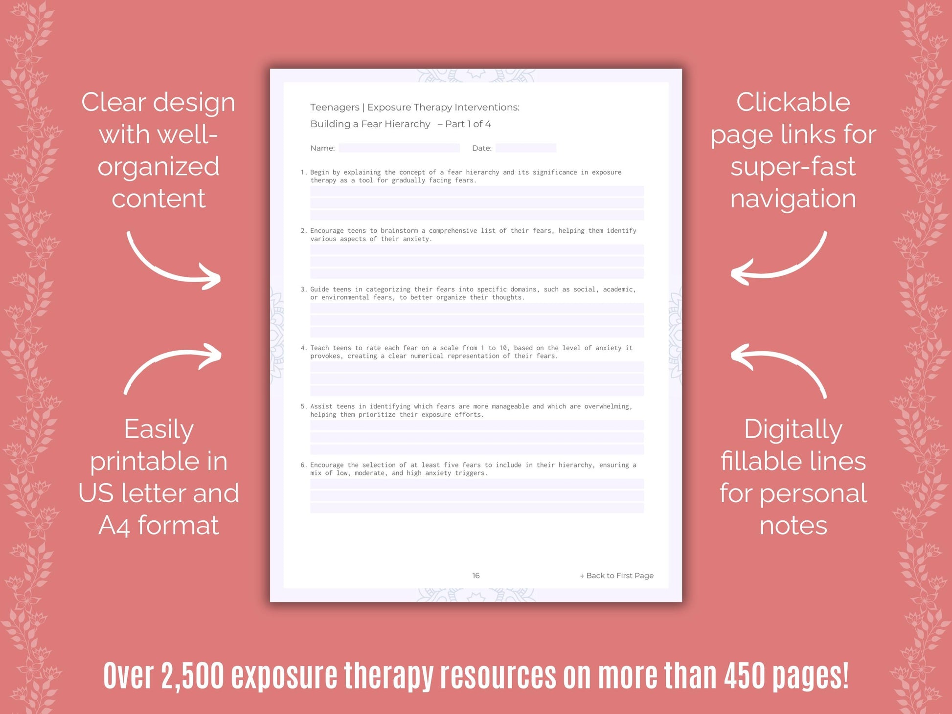 Teenagers Exposure Therapy Counseling Templates