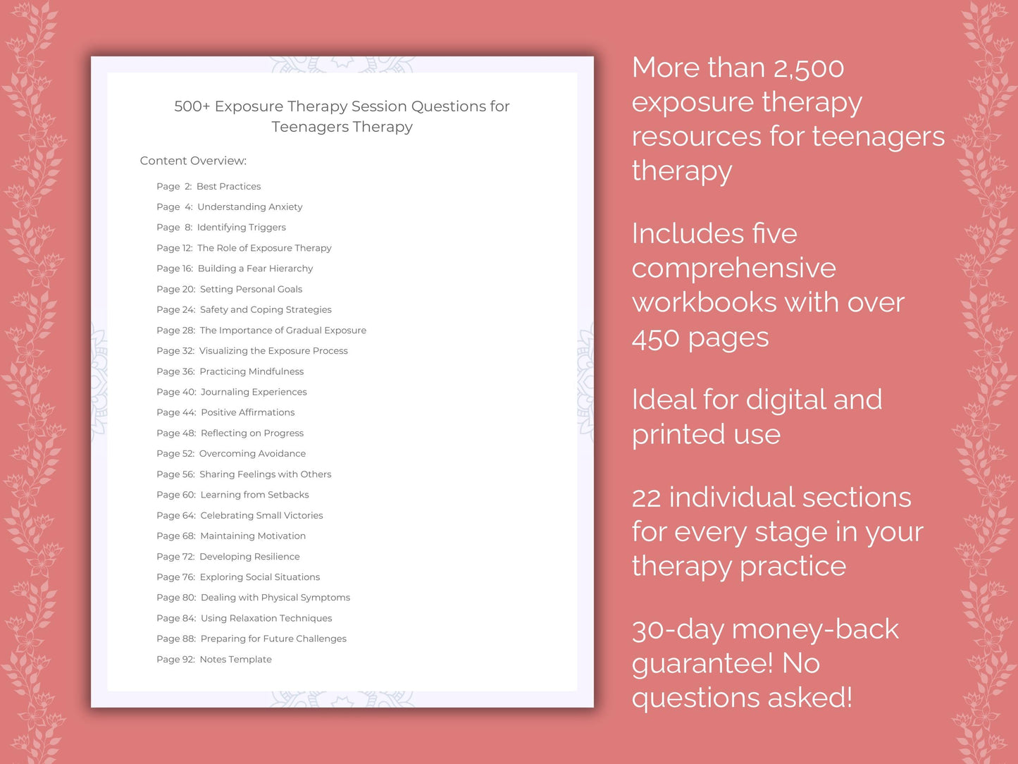 Teenagers Exposure Therapy Therapist Worksheets