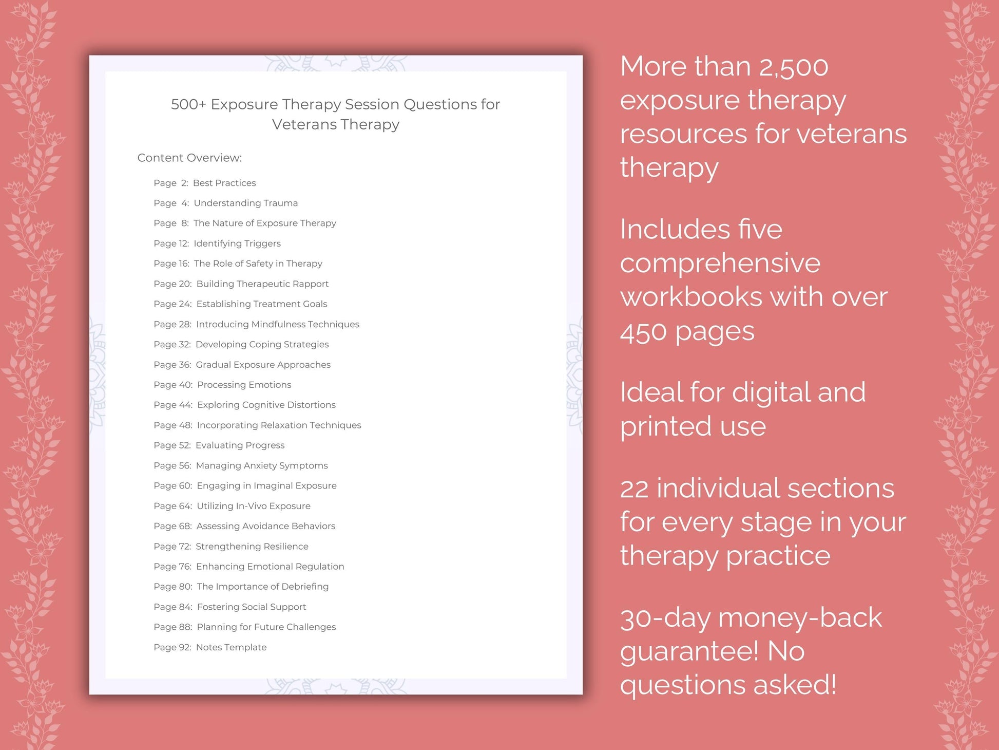 Veterans Exposure Therapy Therapist Worksheets
