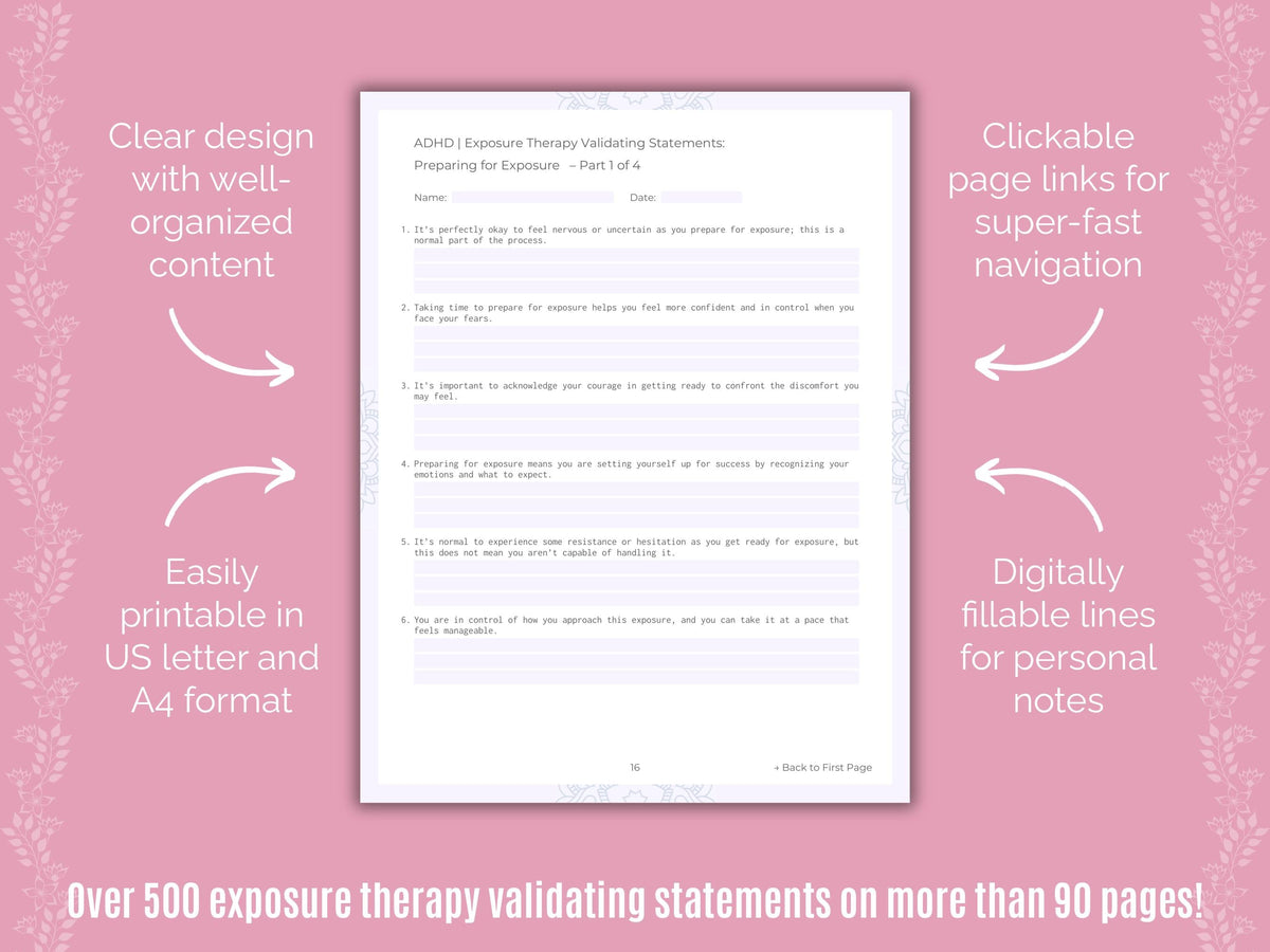 ADHD Exposure Therapy Counseling Templates