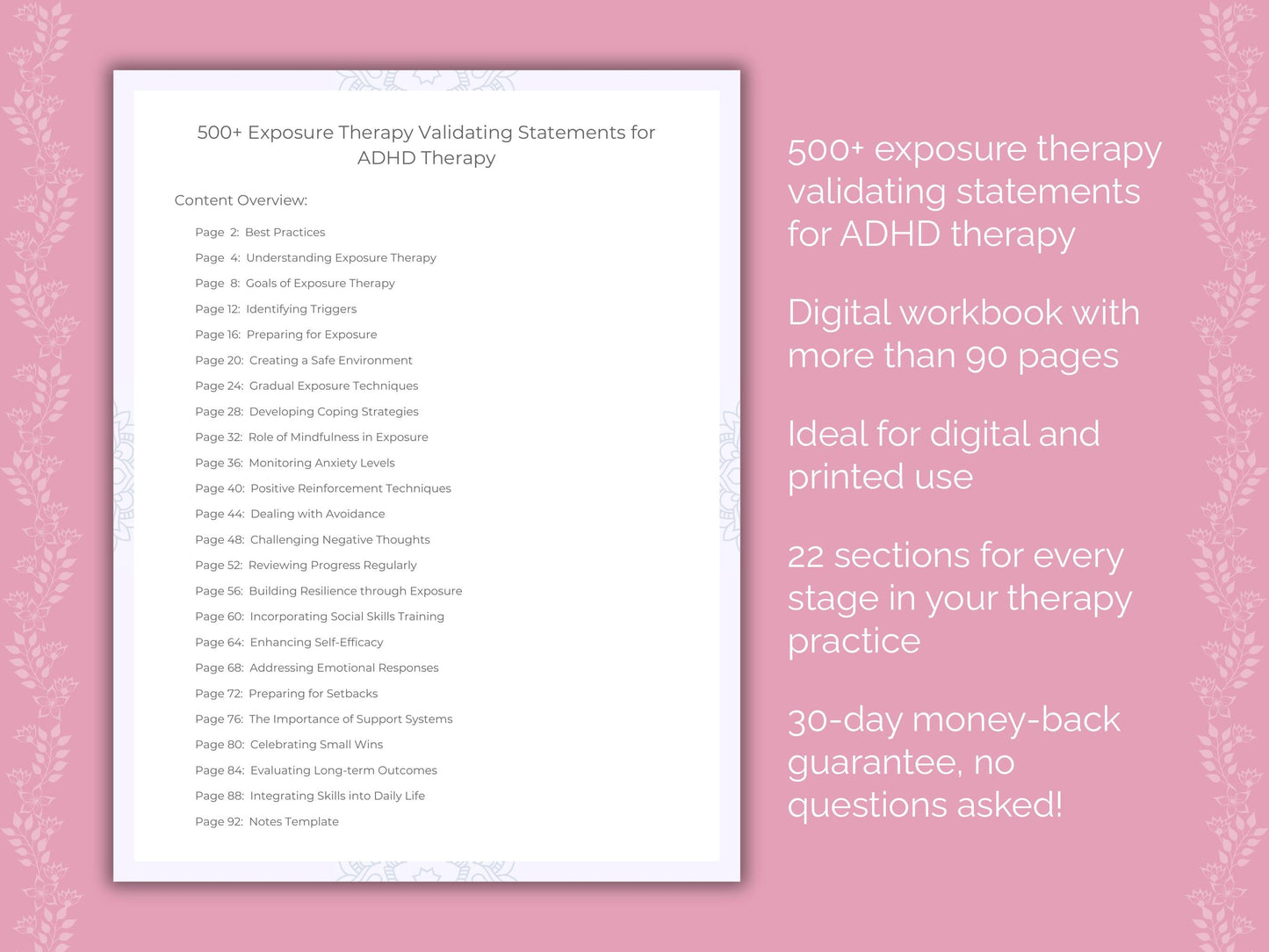 ADHD Exposure Therapy Therapist Worksheets