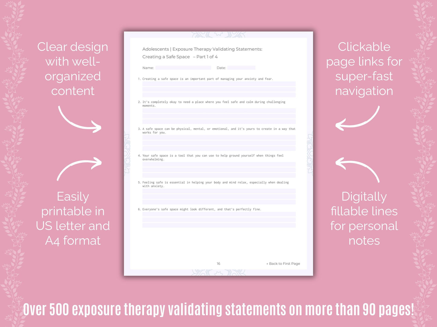 Adolescents Exposure Therapy Counseling Templates