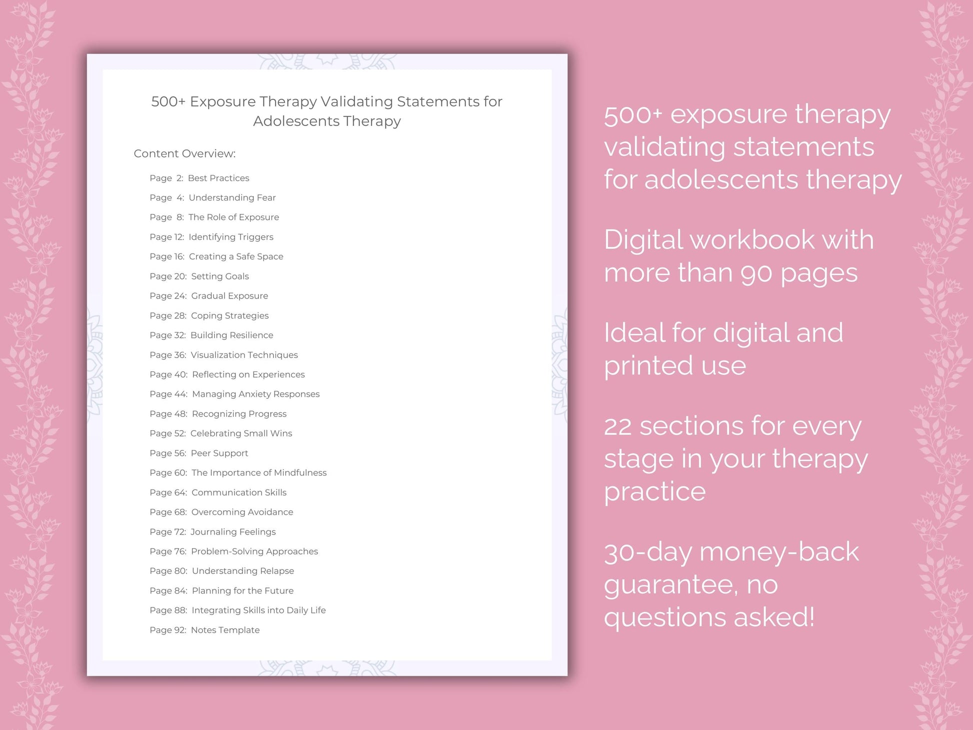 Adolescents Exposure Therapy Therapist Worksheets