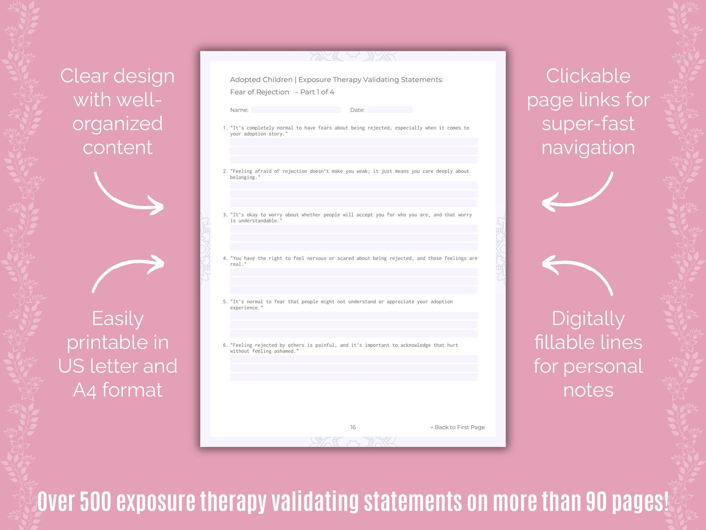 Adopted Children Exposure Therapy Counseling Templates